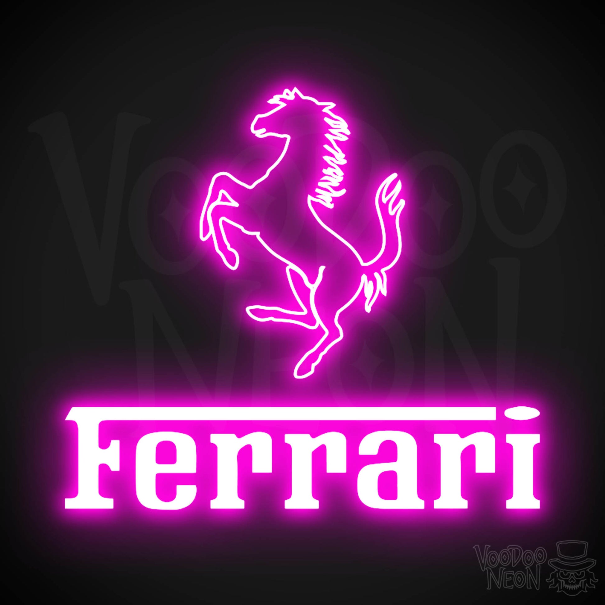 Ferrari Neon Sign - Neon Ferrari Sign - Ferrari Logo Wall Art - Color Pink