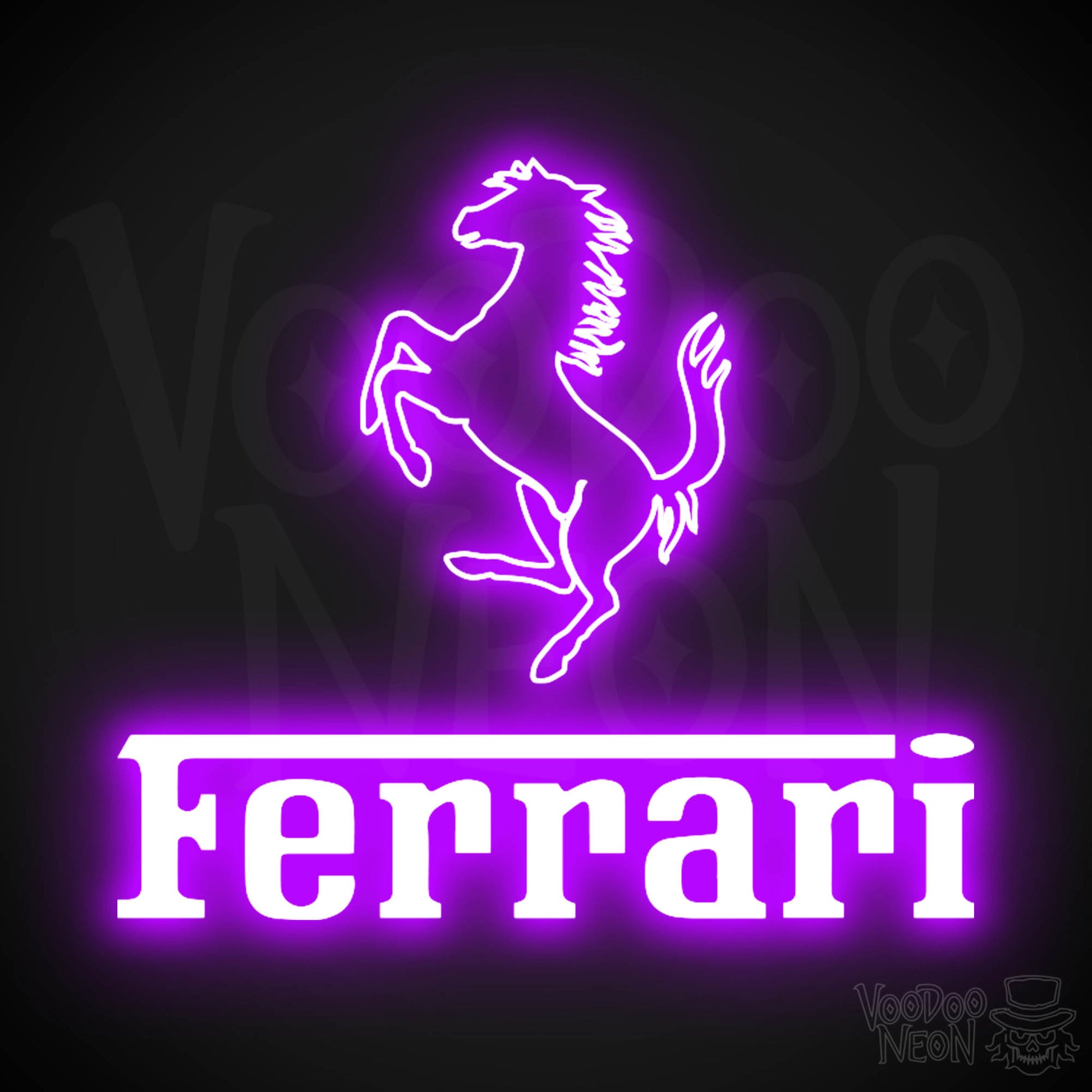 Ferrari Neon Sign - Neon Ferrari Sign - Ferrari Logo Wall Art - Color Purple