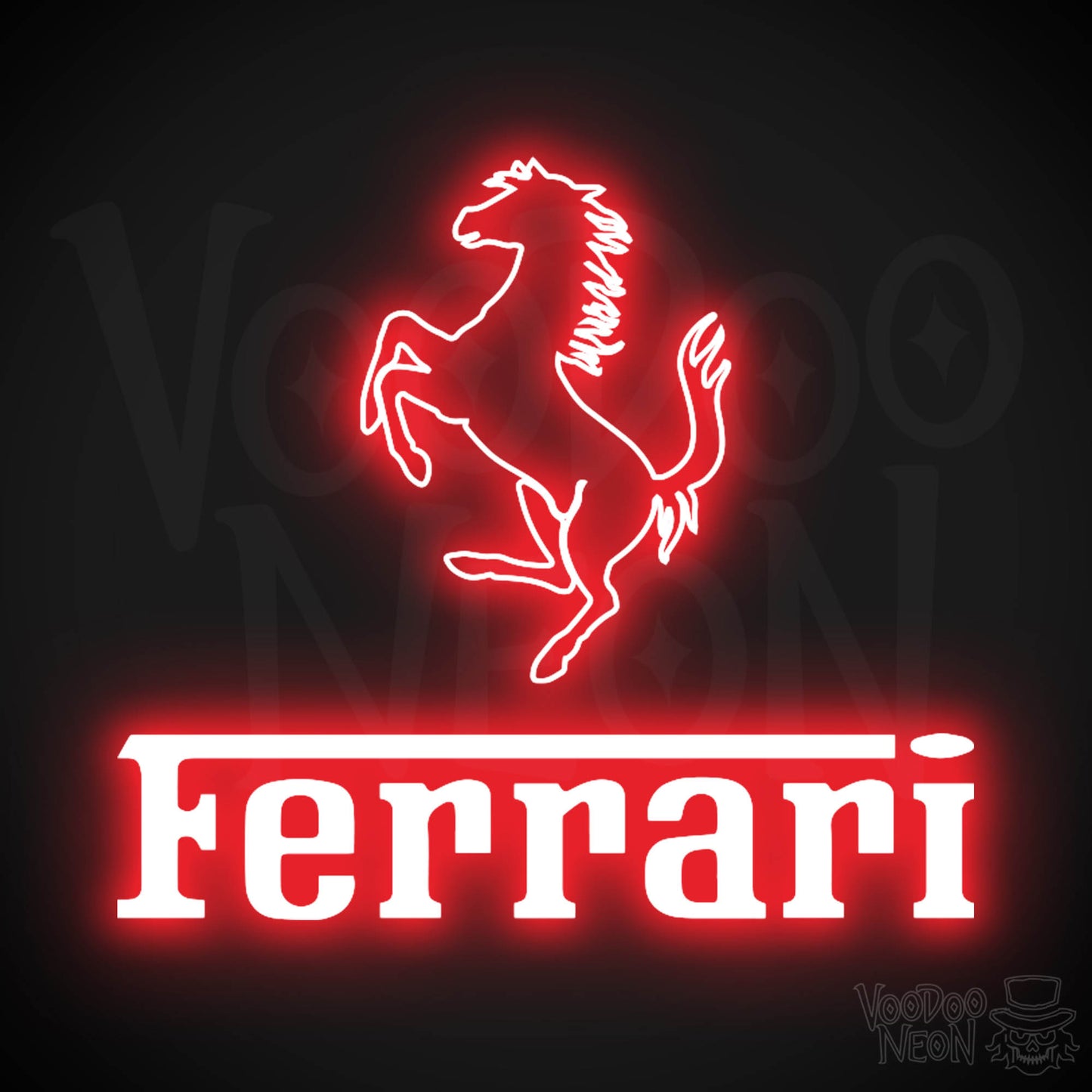 Ferrari Neon Sign - Neon Ferrari Sign - Ferrari Logo Wall Art - Color Red