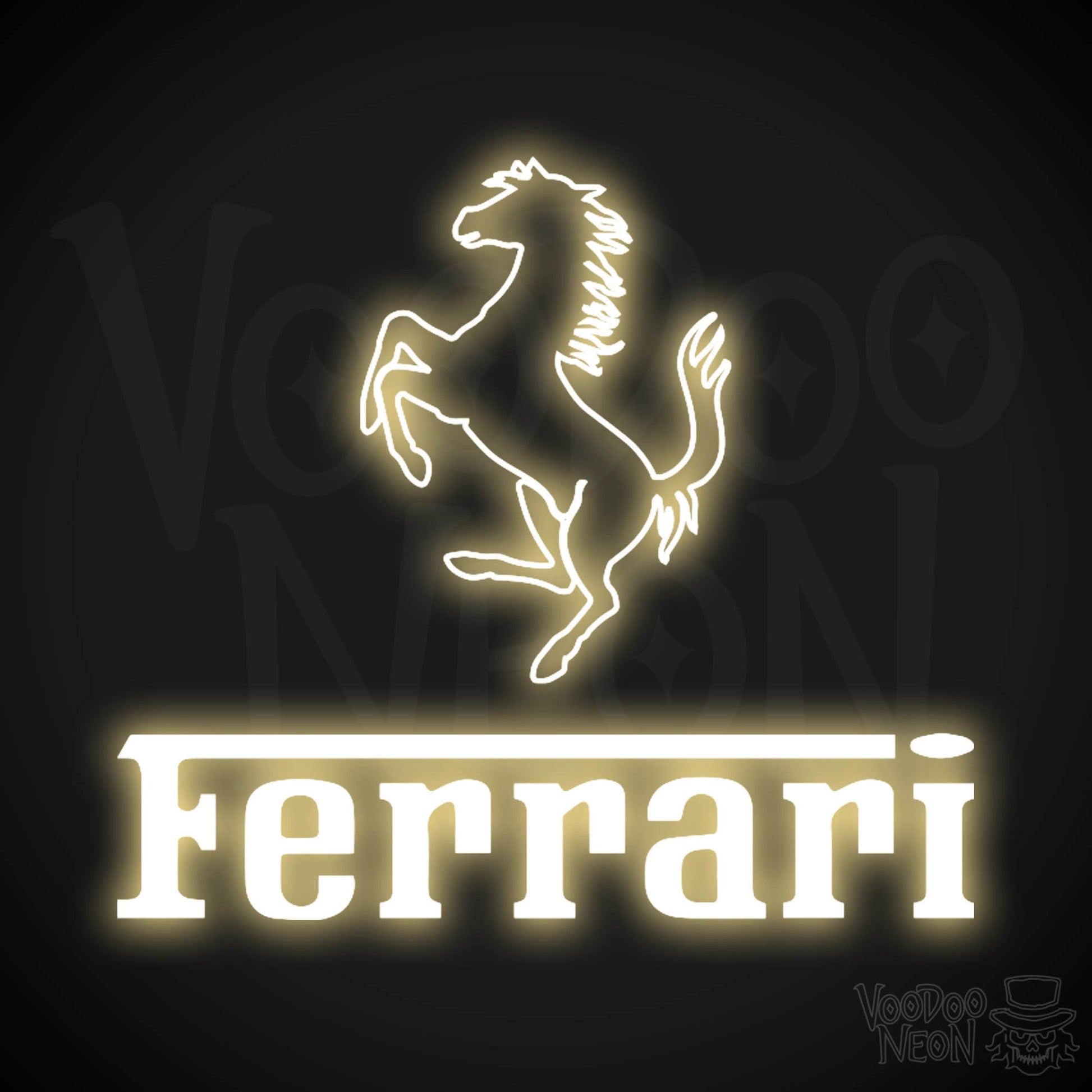 Ferrari Neon Sign - Neon Ferrari Sign - Ferrari Logo Wall Art - Color Warm White