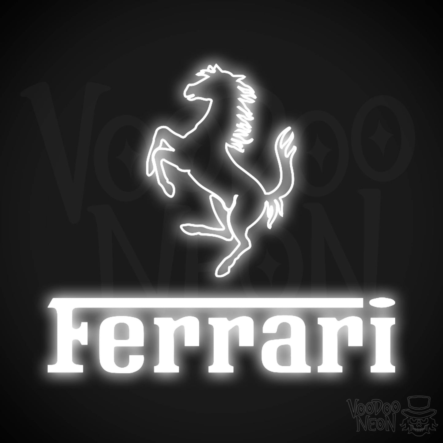 Ferrari Neon Sign - Neon Ferrari Sign - Ferrari Logo Wall Art - Color White