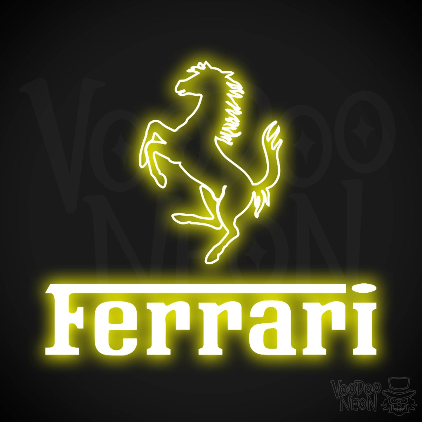 Ferrari Neon Sign - Neon Ferrari Sign - Ferrari Logo Wall Art - Color Yellow