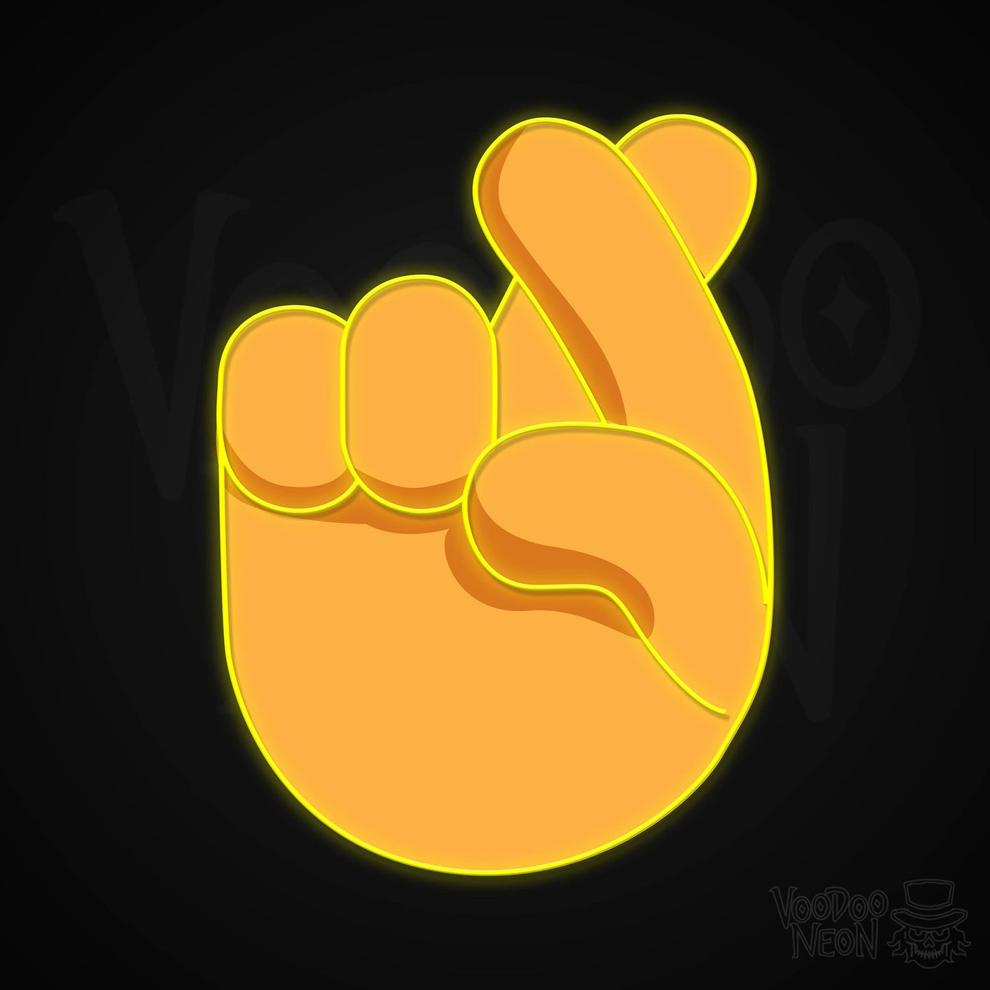 Fingers Crossed Emoji Neon Sign - Multi-Color - Blackwall