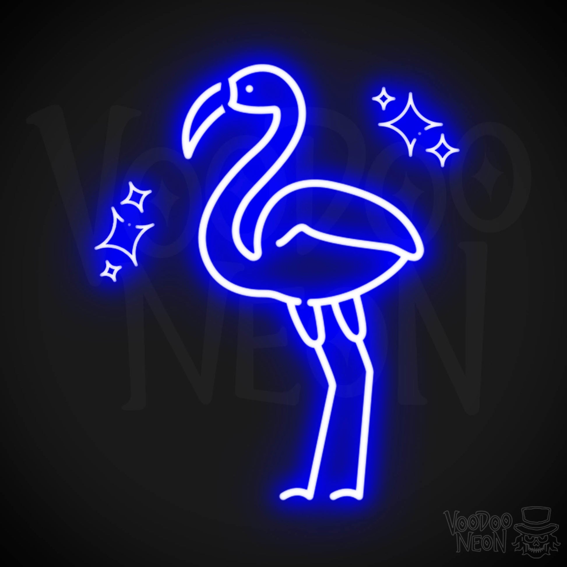 Neon Flamingo Lights - Flamingo Neon Wall Art - Color Dark Blue