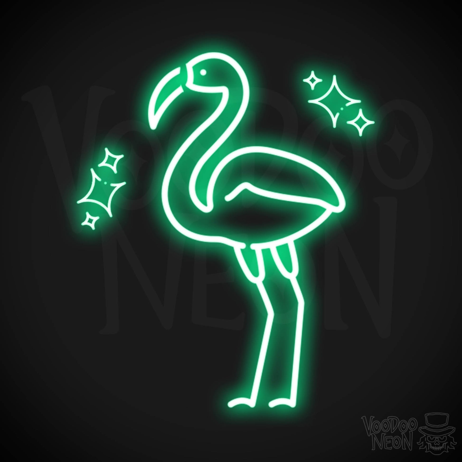 Neon Flamingo Lights - Flamingo Neon Wall Art - Color Green