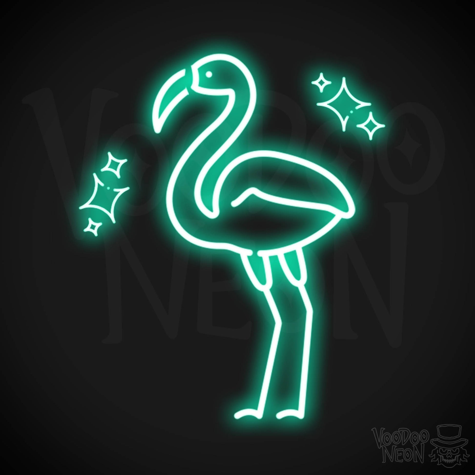 Neon Flamingo Lights - Flamingo Neon Wall Art - Color Light Green