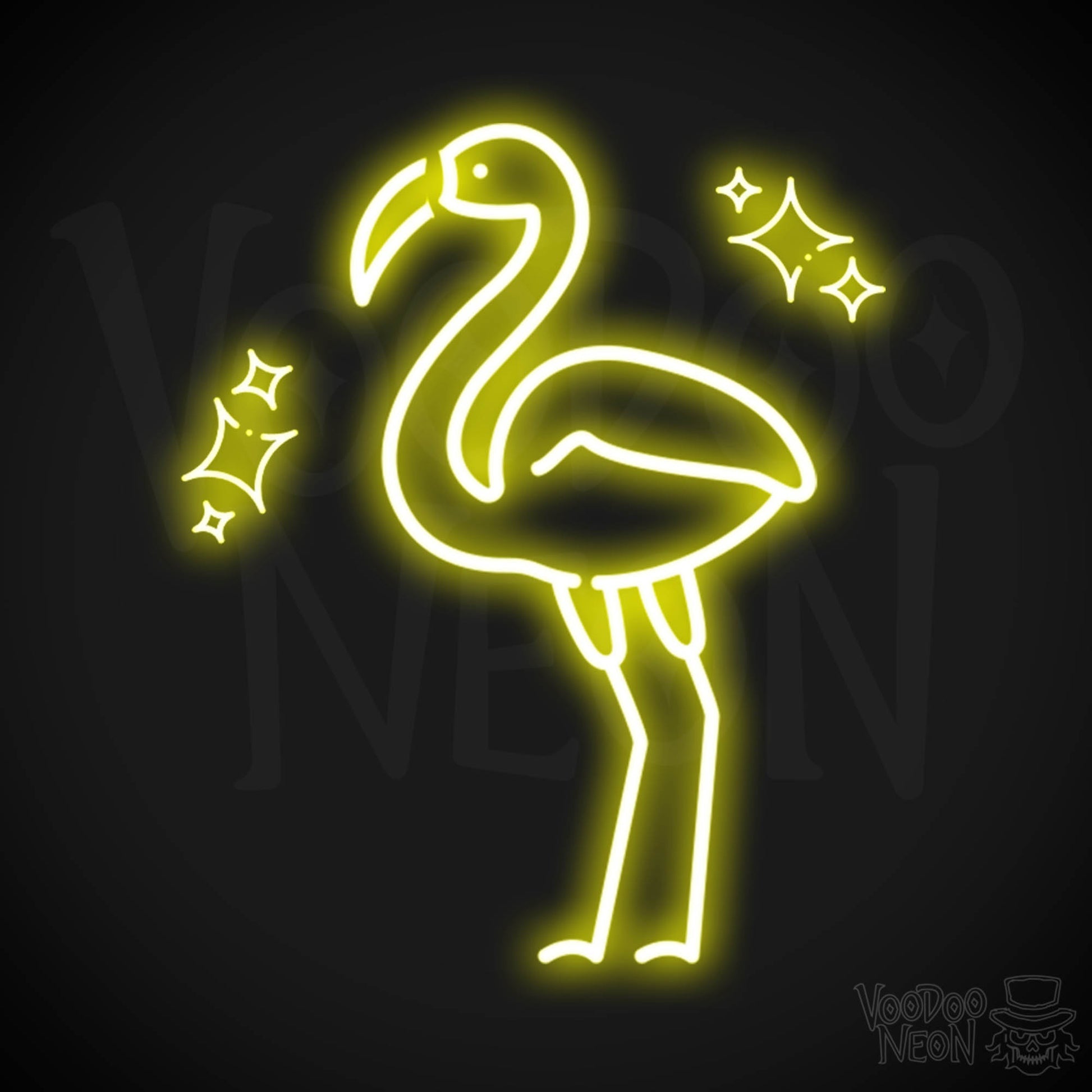 Neon Flamingo Lights - Flamingo Neon Wall Art - Color Yellow