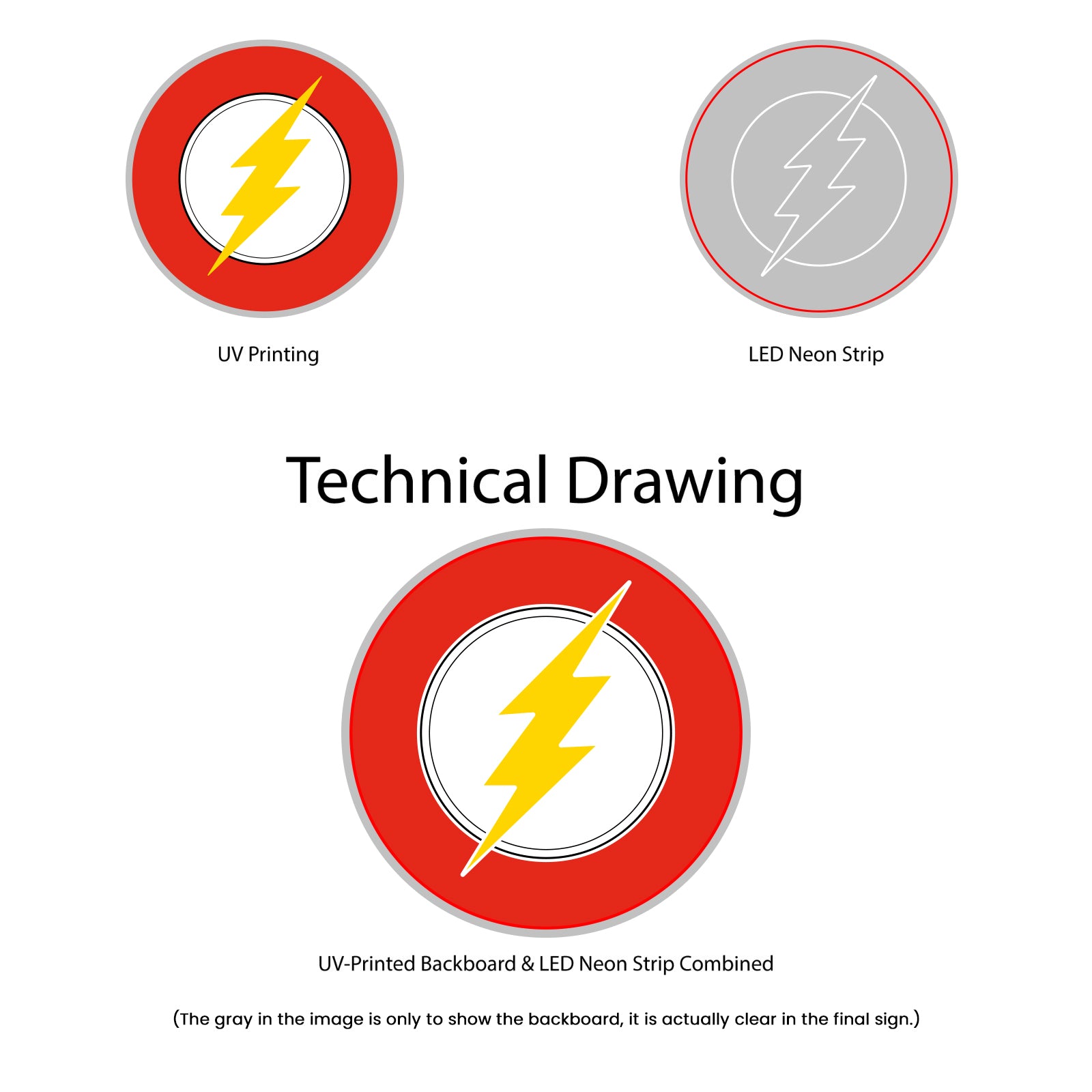 Flash Neon Sign - Technical Drawing