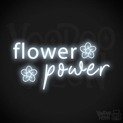 Flower Power Neon Sign - Neon Flower Power Sign - Color Cool White