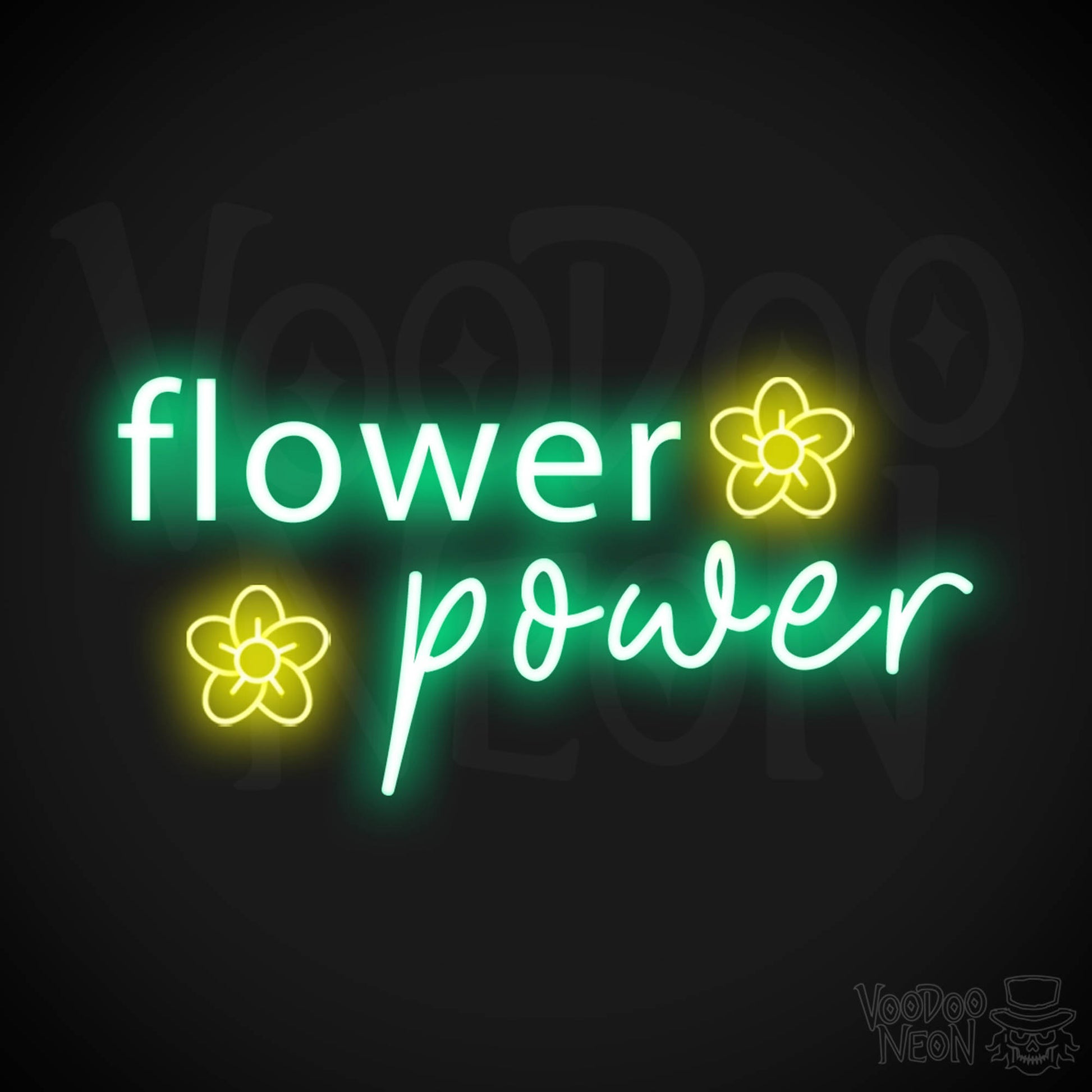 Flower Power Neon Sign - Neon Flower Power Sign - Color Multi-Color