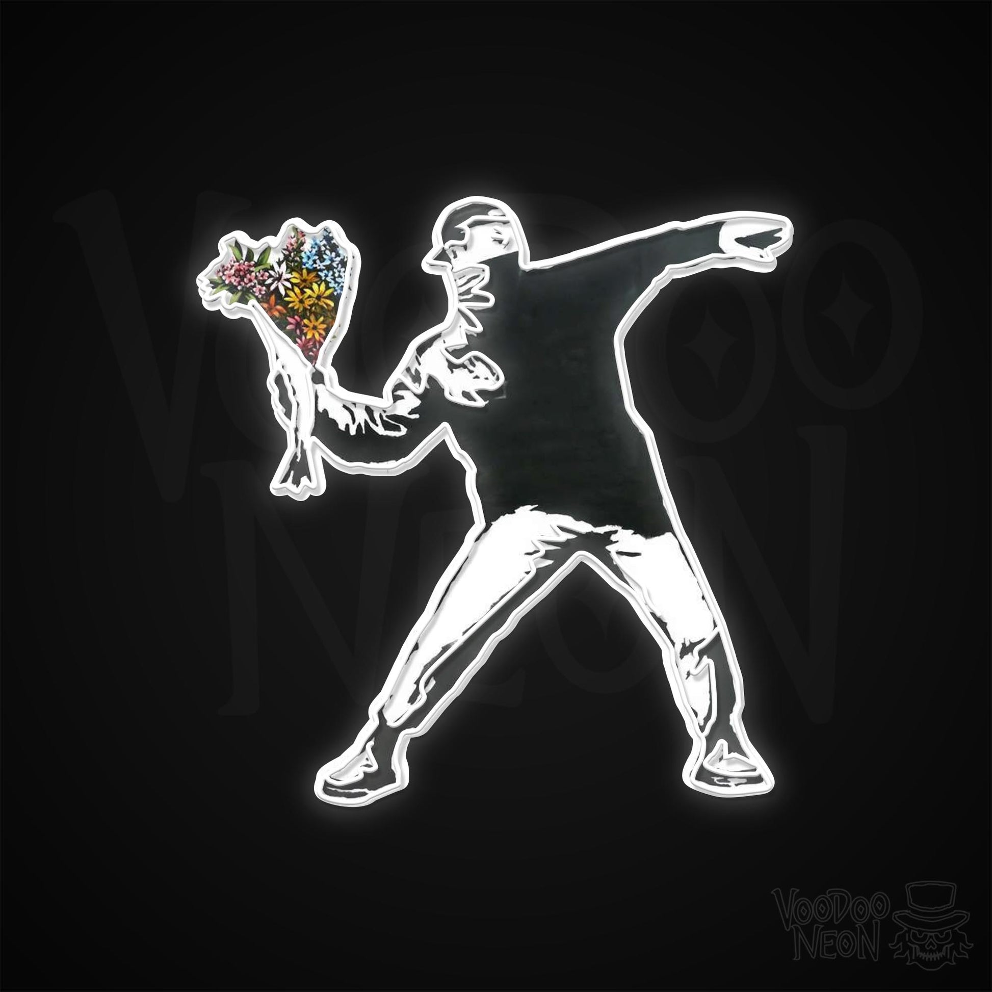 Banksy Flower Thrower neon sign