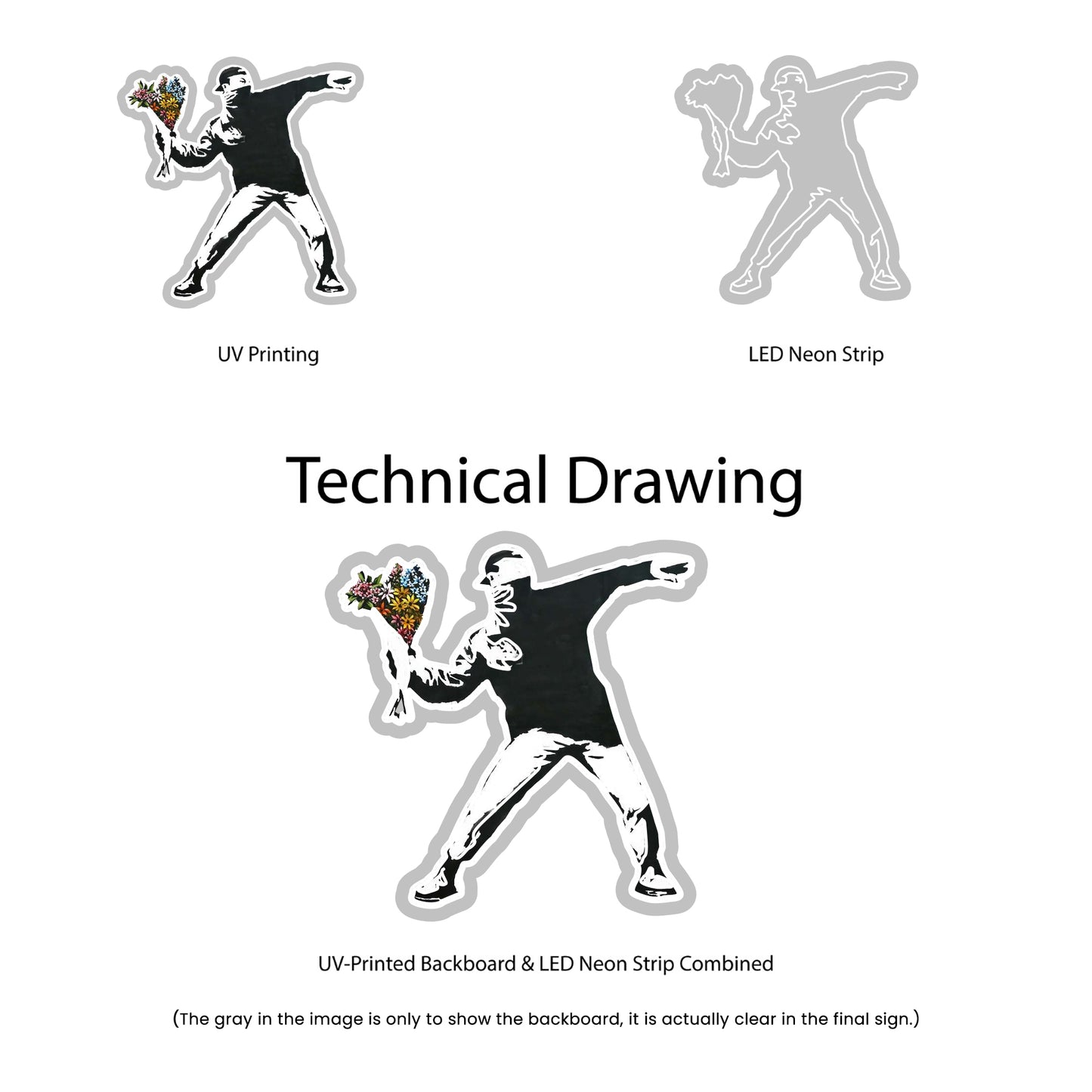 Technical Drawing Banksy Flower Thrower