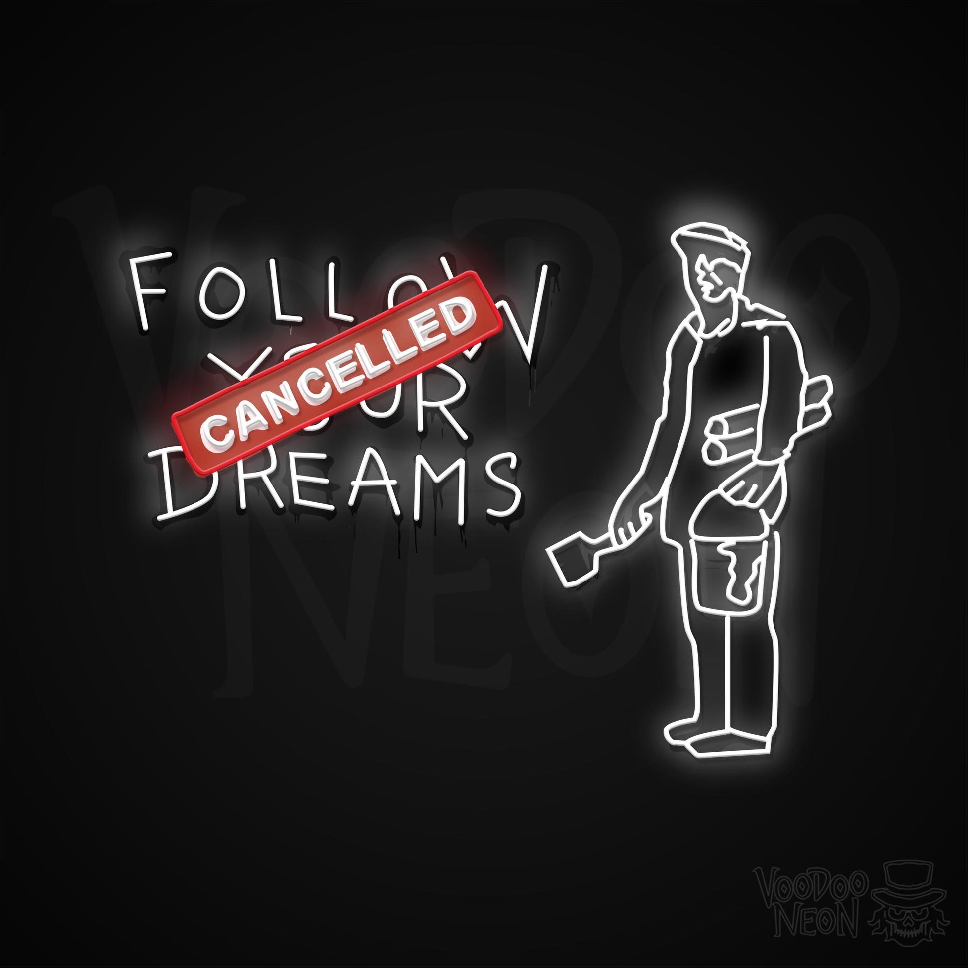 Banksy Follow Your Dreams neon sign