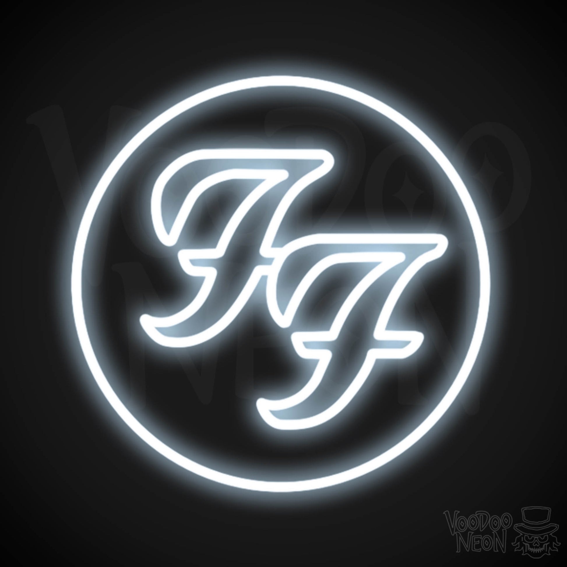 Foo Fighters Neon Sign - Foo Fighters Sign - Neon Foo Fighters Logo Wall Art - Color Cool White