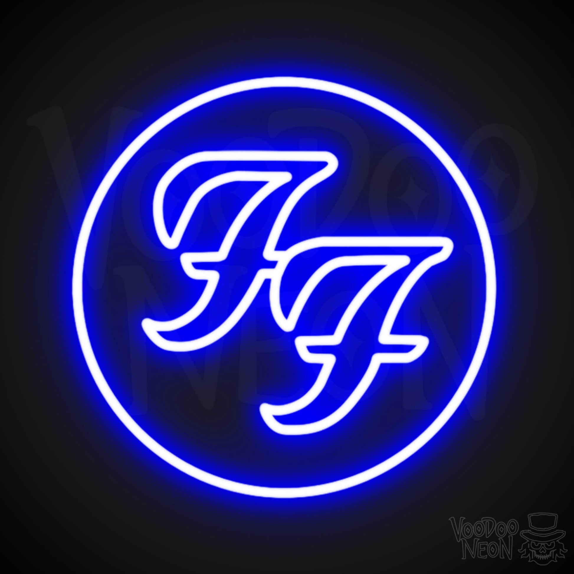 Foo Fighters Neon Sign - Foo Fighters Sign - Neon Foo Fighters Logo Wall Art - Color Dark Blue