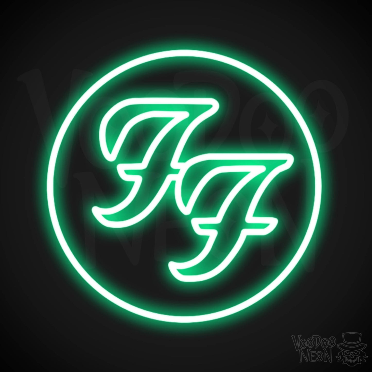 Foo Fighters Neon Sign - Foo Fighters Sign - Neon Foo Fighters Logo Wall Art - Color Green