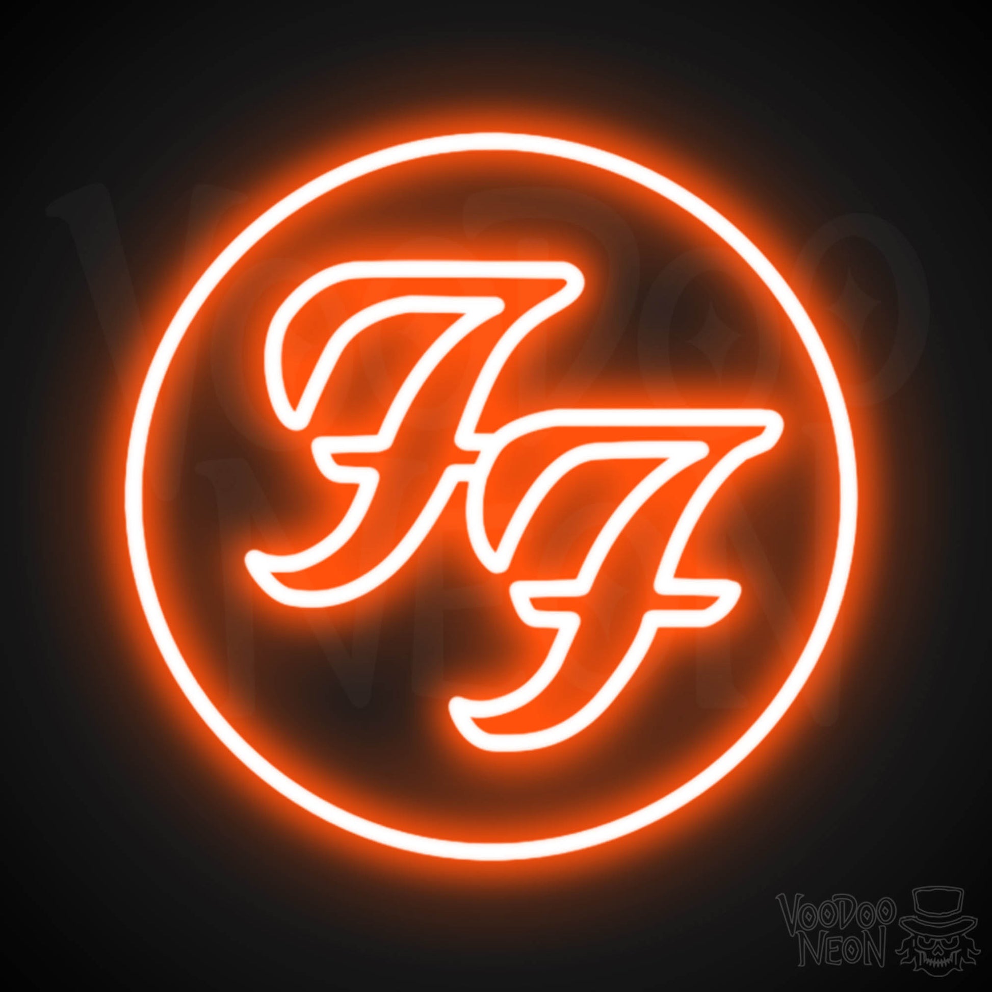 Foo Fighters Neon Sign - Foo Fighters Sign - Neon Foo Fighters Logo Wall Art - Color Orange