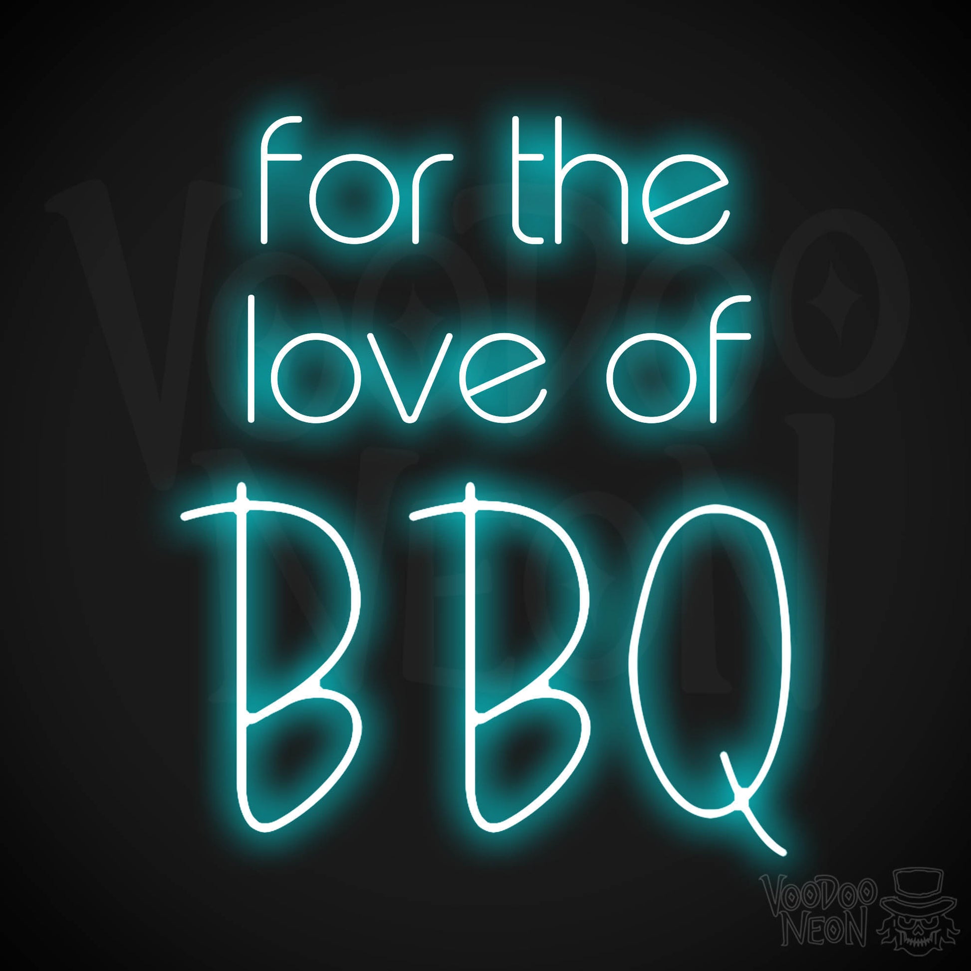 For The Love Of BBQ LED Neon - Ice Blue