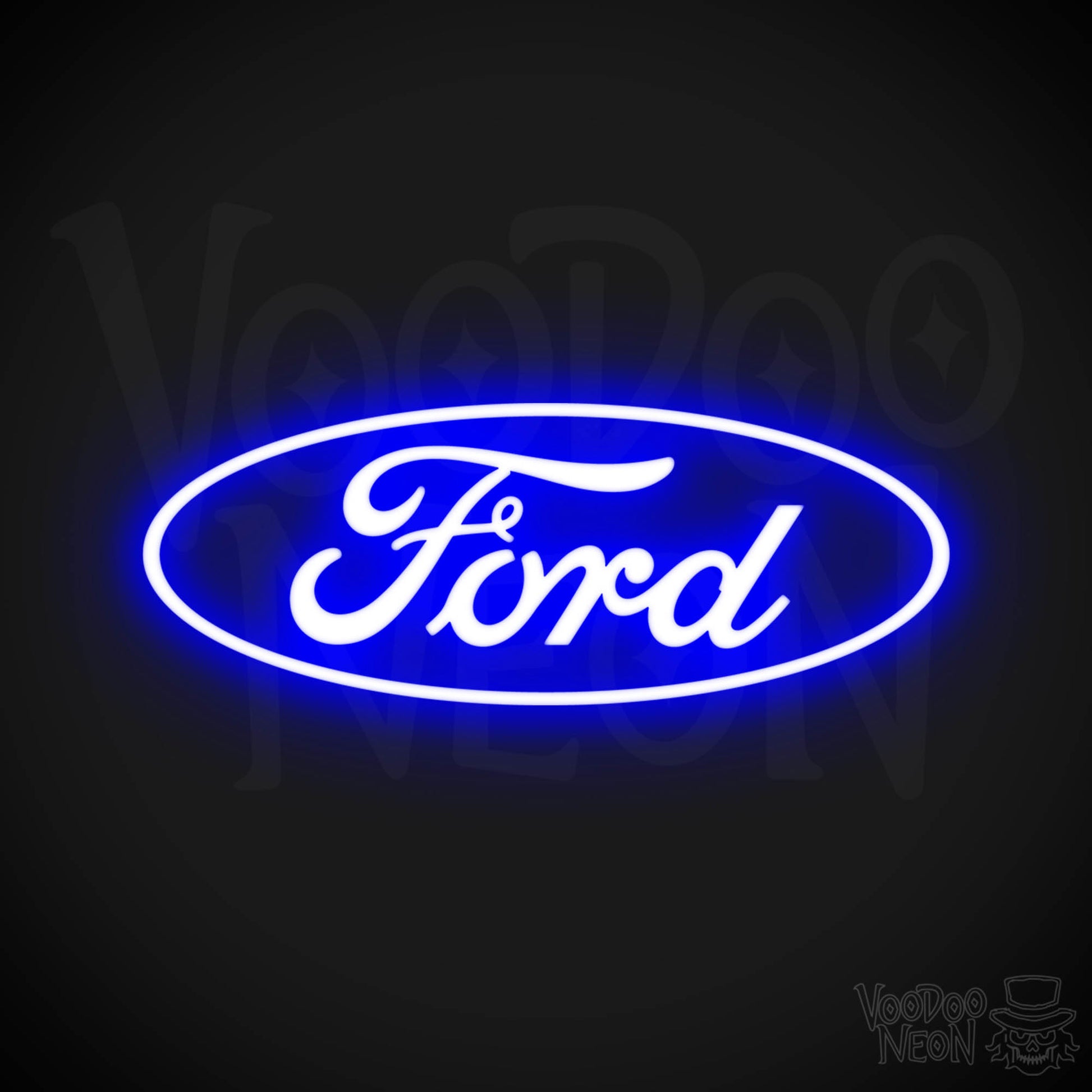 Ford Neon Sign - Neon Ford Sign - Ford Decor - Ford Logo Wall Art - Color Dark Blue