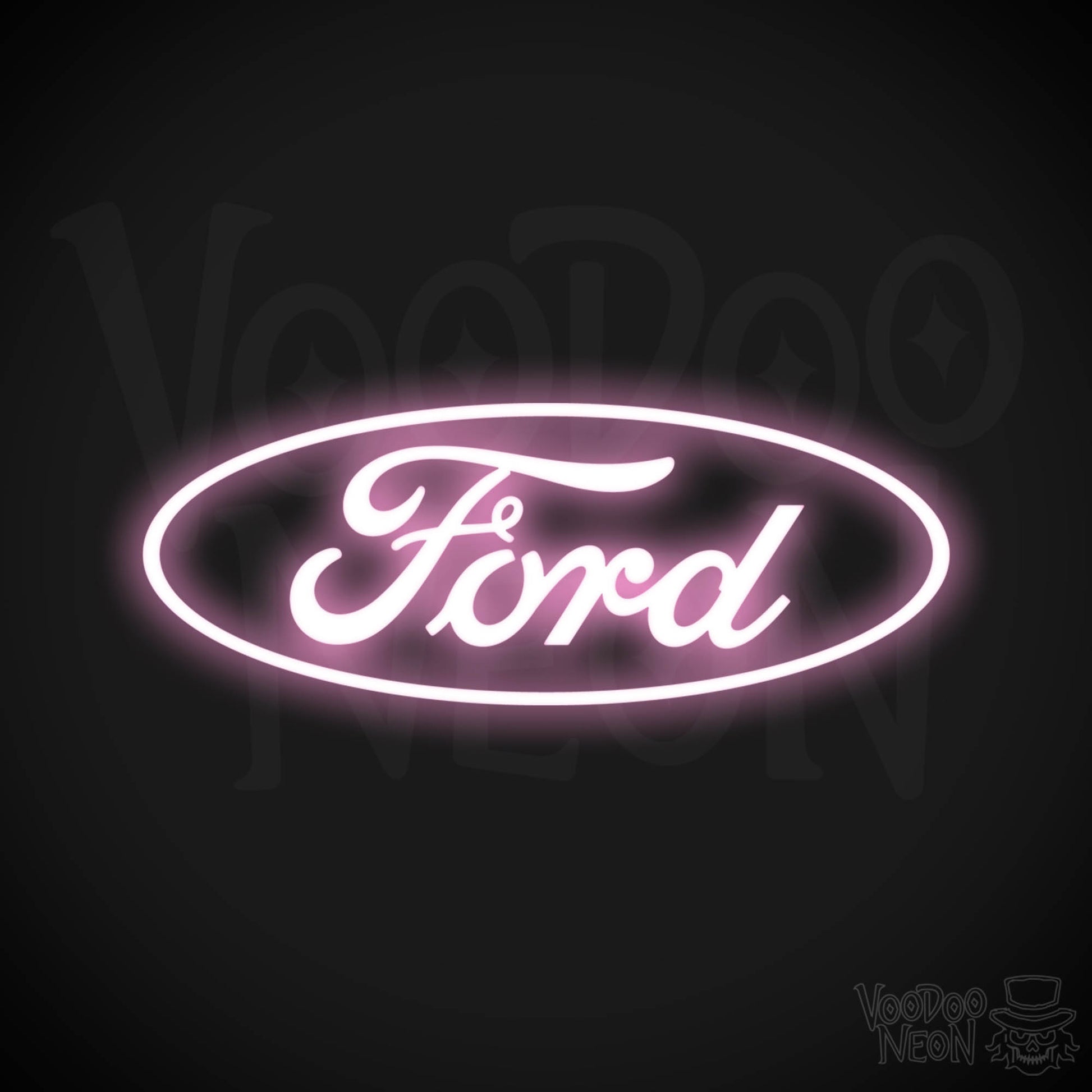 Ford Neon Sign - Neon Ford Sign - Ford Decor - Ford Logo Wall Art - Color Light Pink