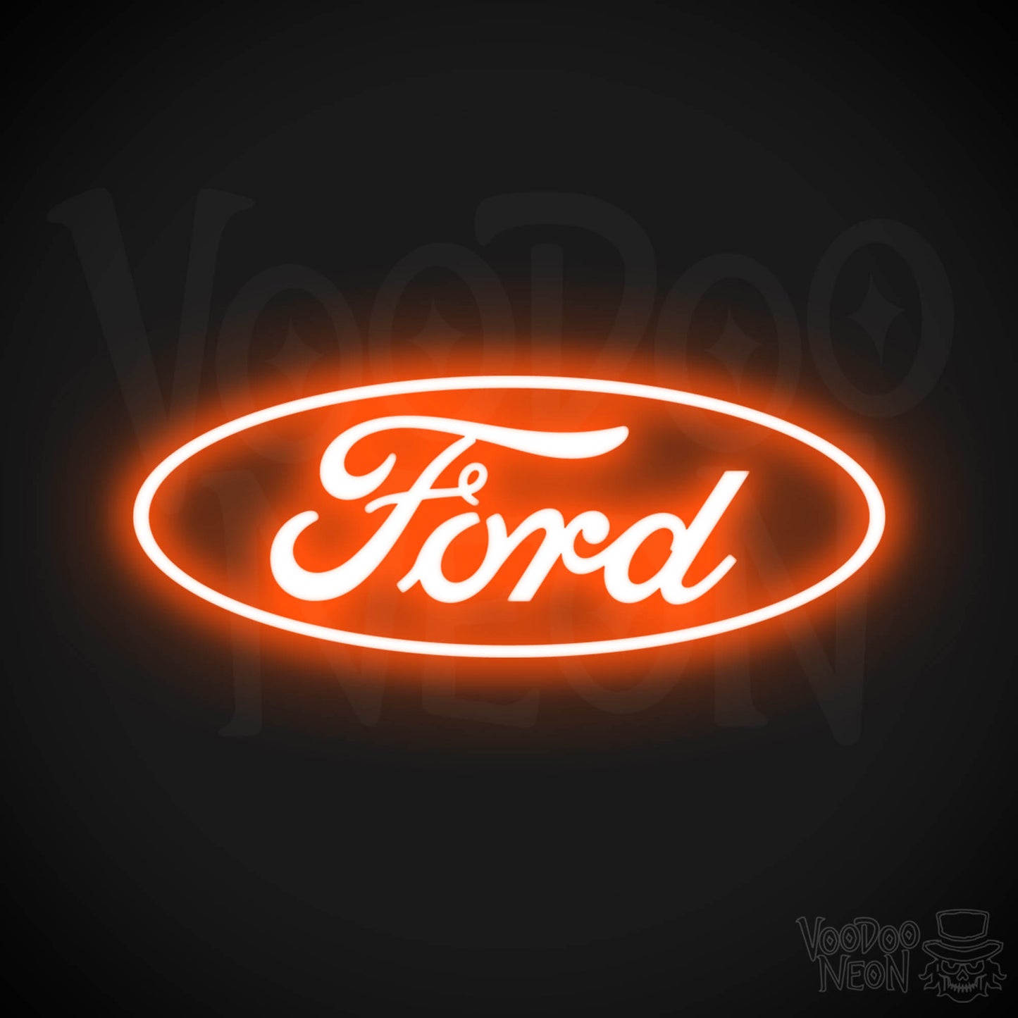 Ford Neon Sign - Neon Ford Sign - Ford Decor - Ford Logo Wall Art - Color Orange