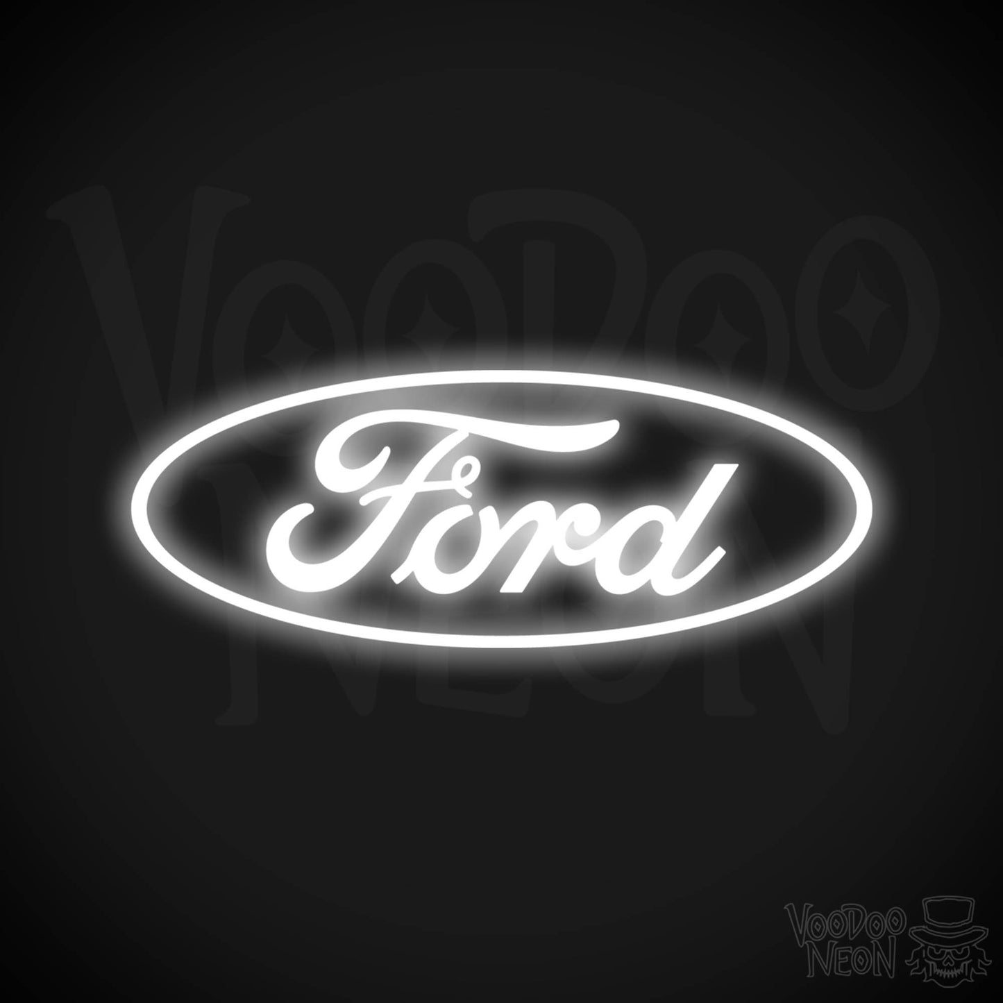 Ford Neon Sign - Neon Ford Sign - Ford Decor - Ford Logo Wall Art - Color White