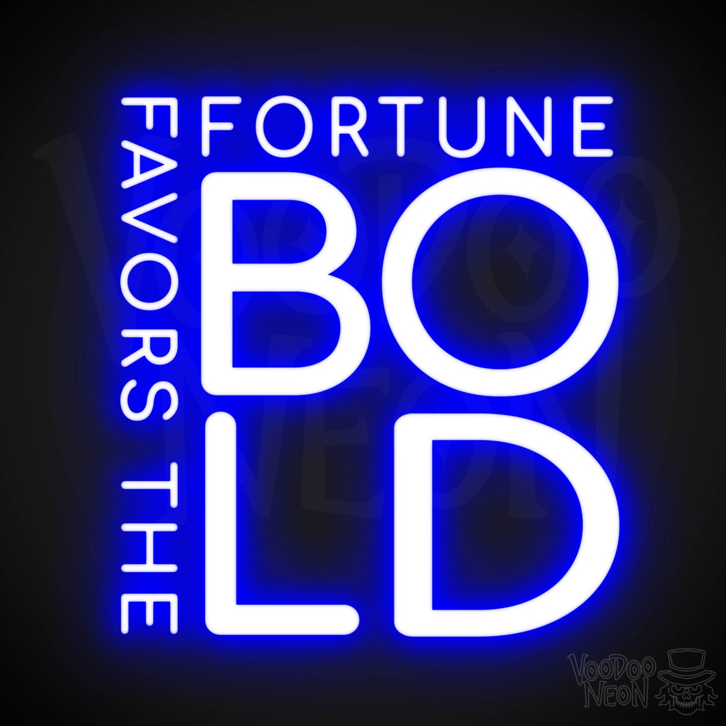 Fortune Favors The Bold Neon Sign - Neon Fortune Favors The Bold Sign - LED Wall Art - Color Dark Blue