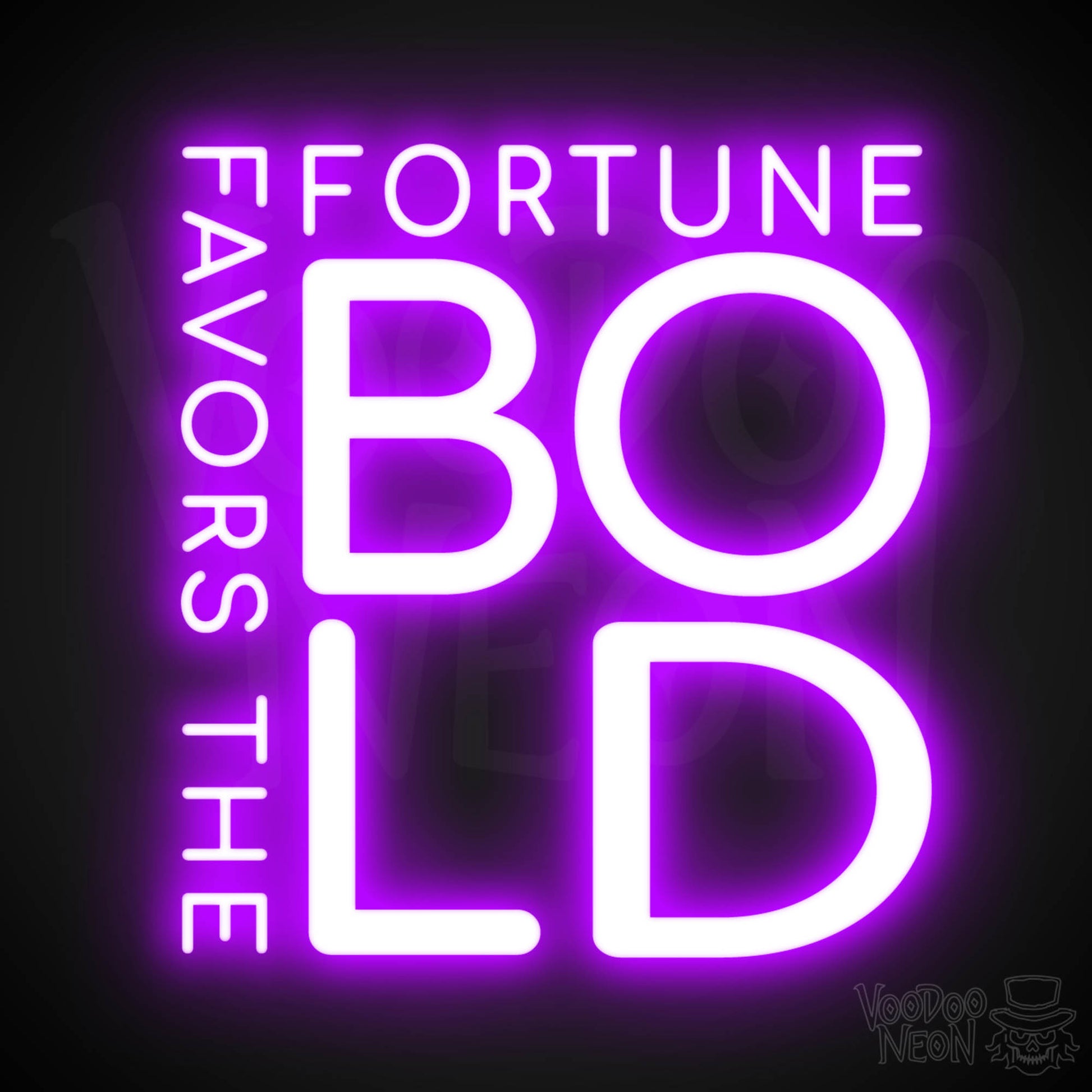 Fortune Favors The Bold Neon Sign - Neon Fortune Favors The Bold Sign - LED Wall Art - Color Purple