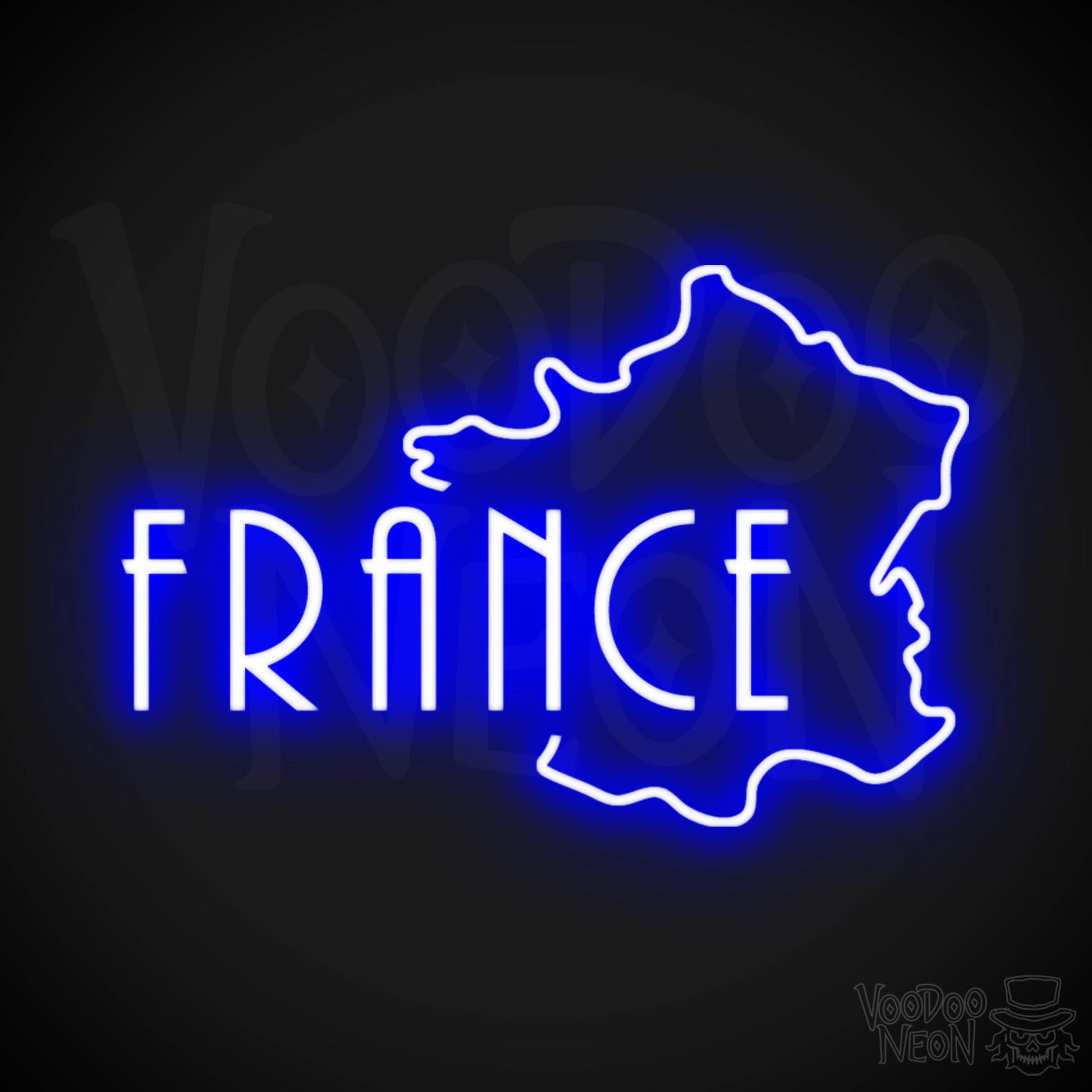 France Neon Sign - Neon France Sign - LED Sign - Color Dark Blue