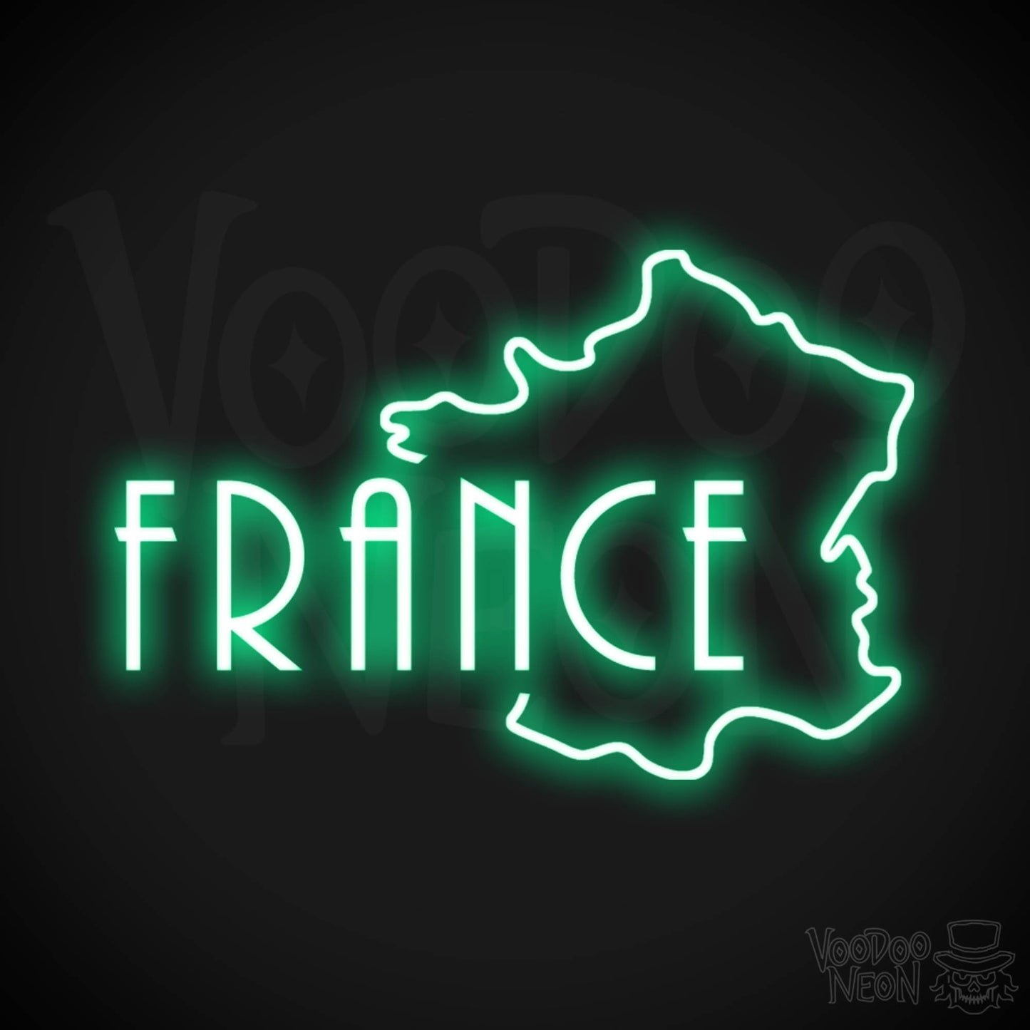France Neon Sign - Neon France Sign - LED Sign - Color Green