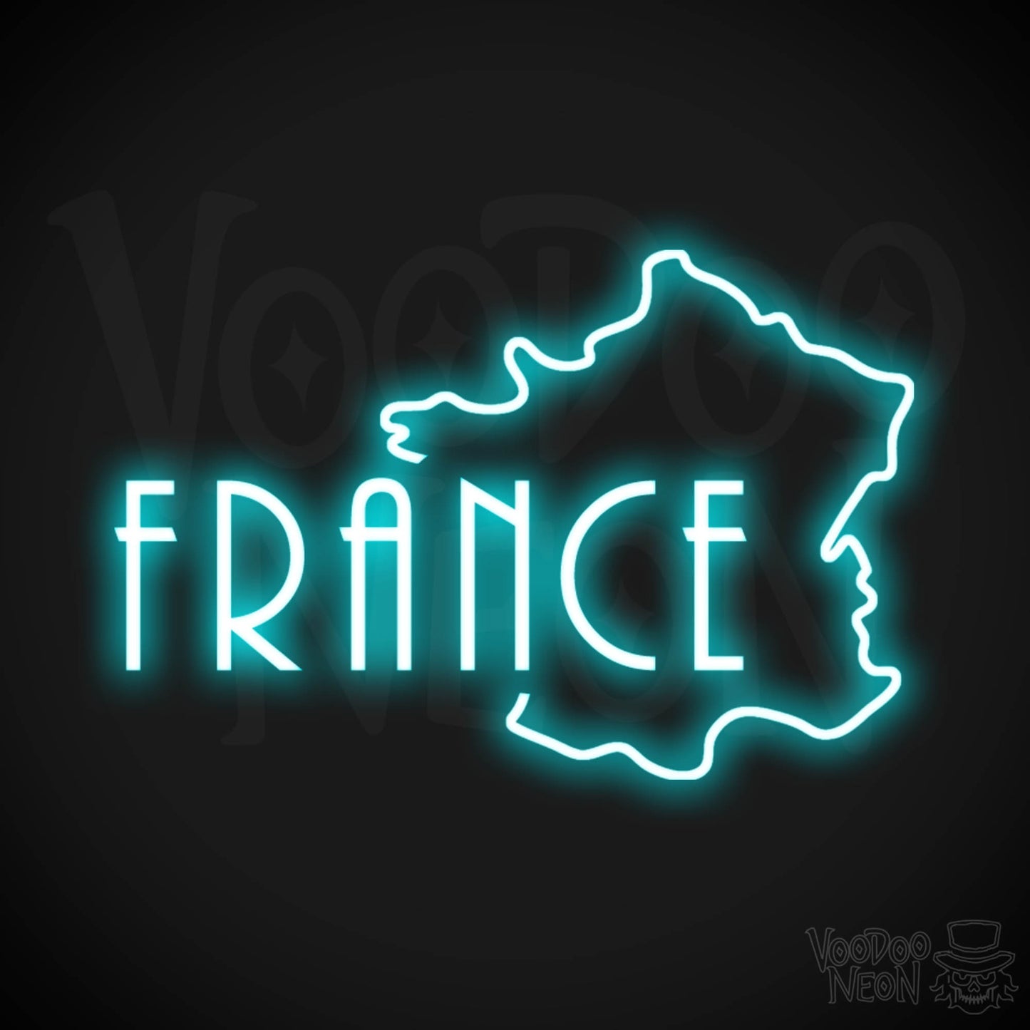 France Neon Sign - Neon France Sign - LED Sign - Color Ice Blue