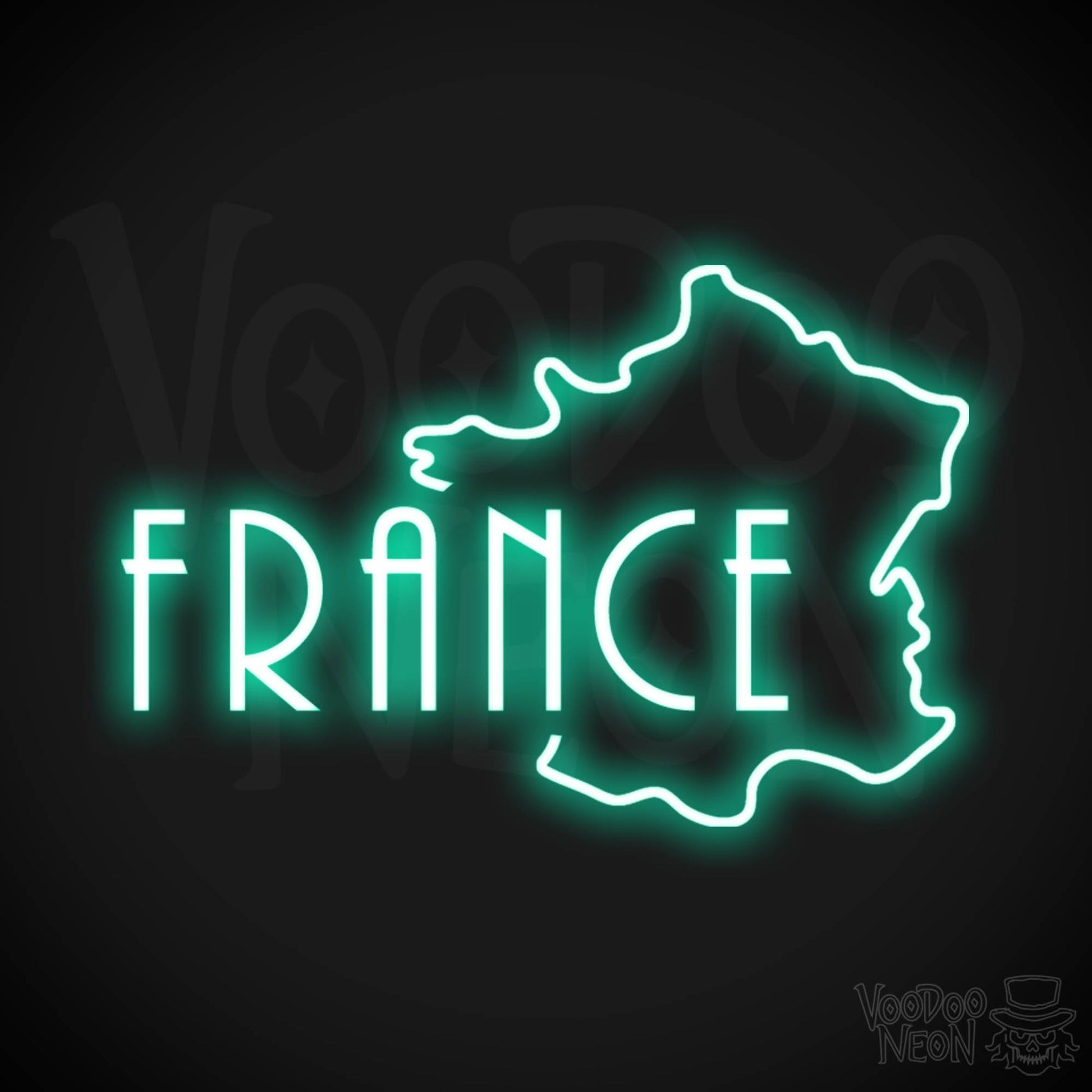 France Neon Sign - Neon France Sign - LED Sign - Color Light Green
