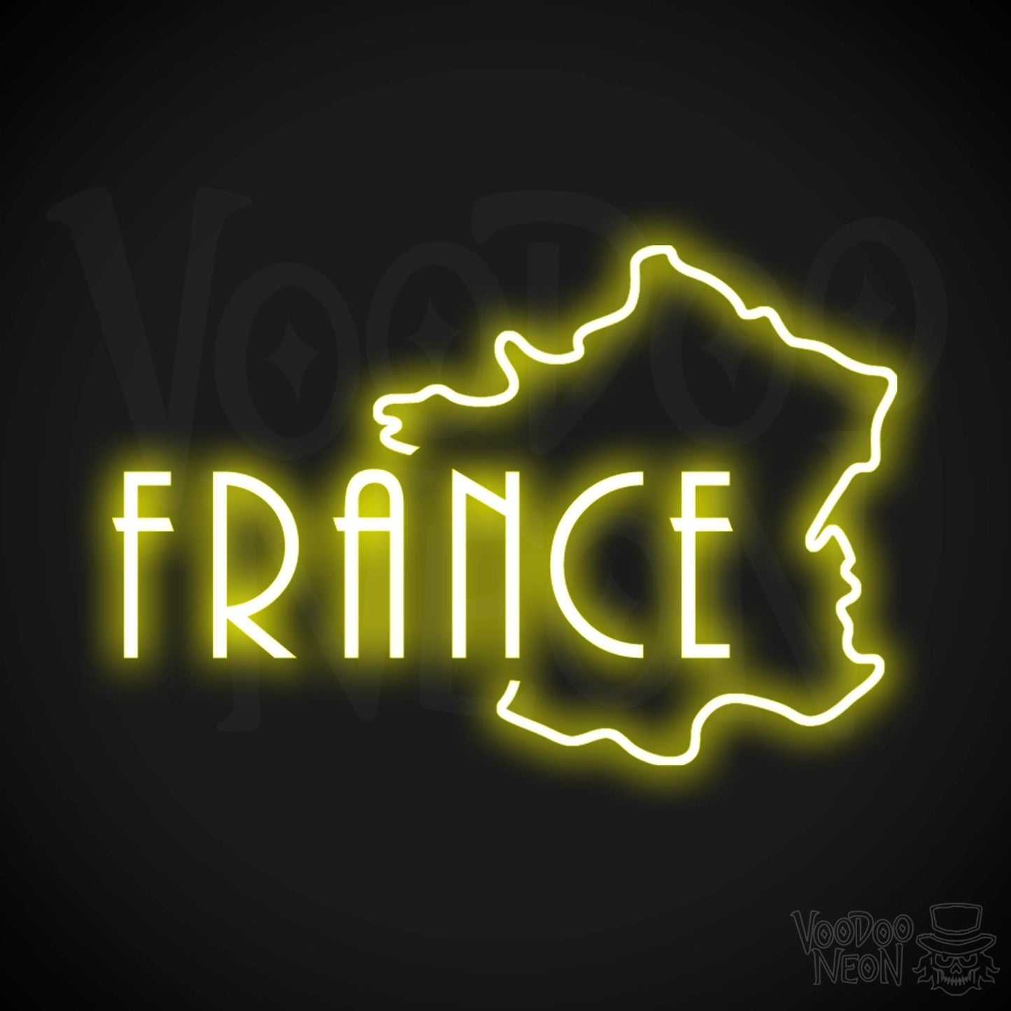France Neon Sign - Neon France Sign - LED Sign - Color Yellow