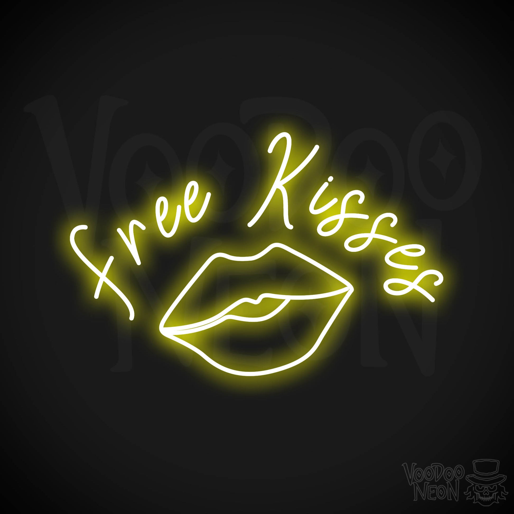 Free Kisses LED Neon - Yellow