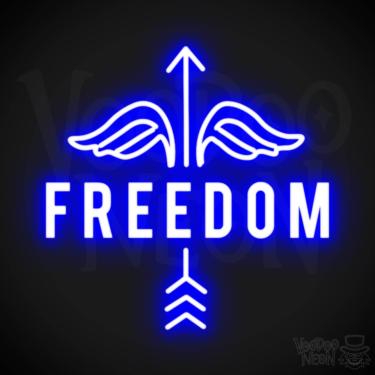 Freedom Neon Sign - Neon Freedom Sign - LED Lights - Color Dark Blue