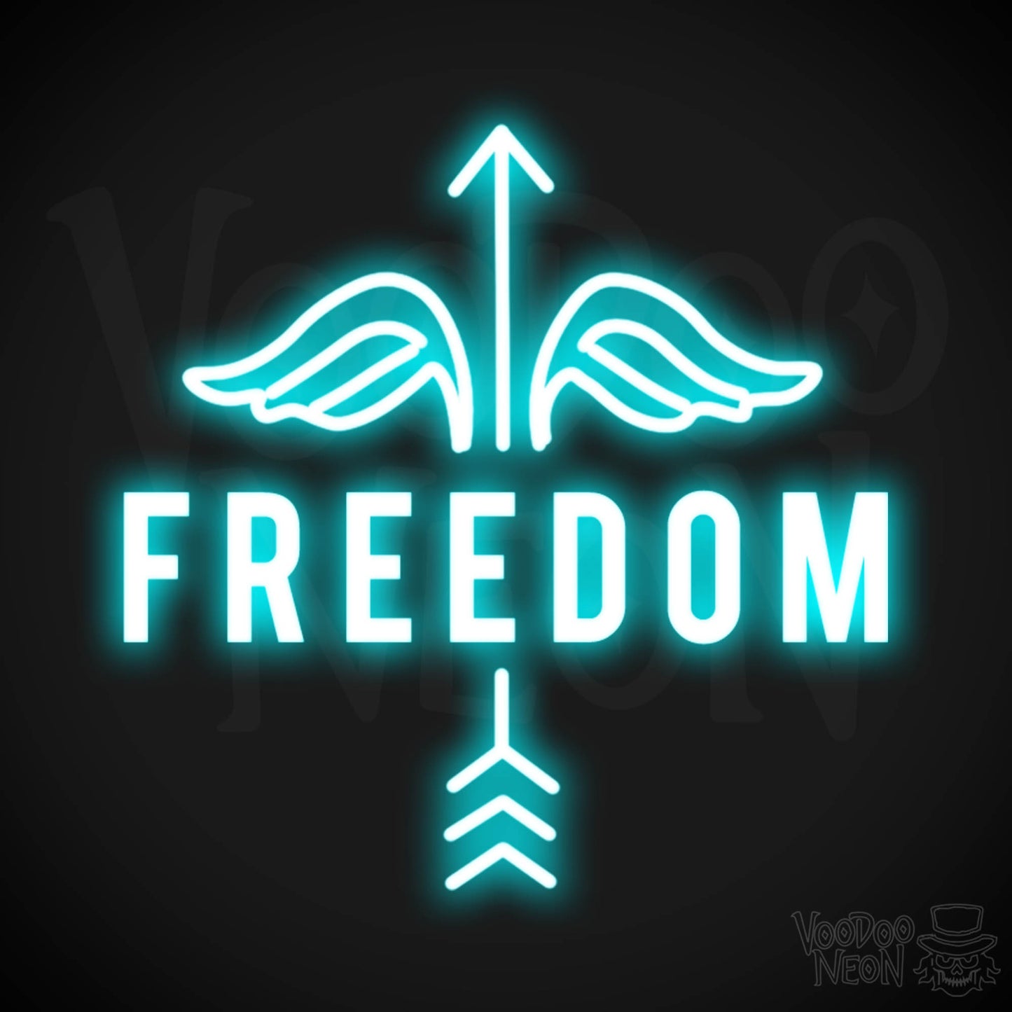 Freedom Neon Sign - Neon Freedom Sign - LED Lights - Color Ice Blue