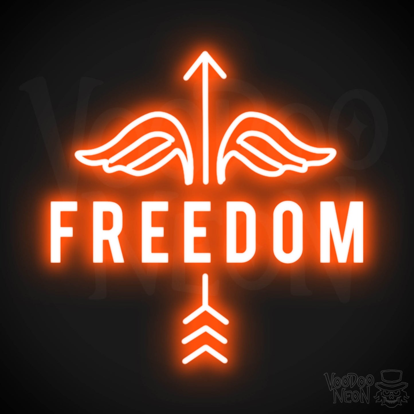 Freedom Neon Sign - Neon Freedom Sign - LED Lights - Color Orange