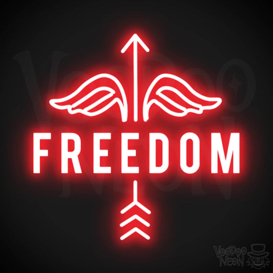 Freedom Neon Sign - Neon Freedom Sign - LED Lights - Color Red