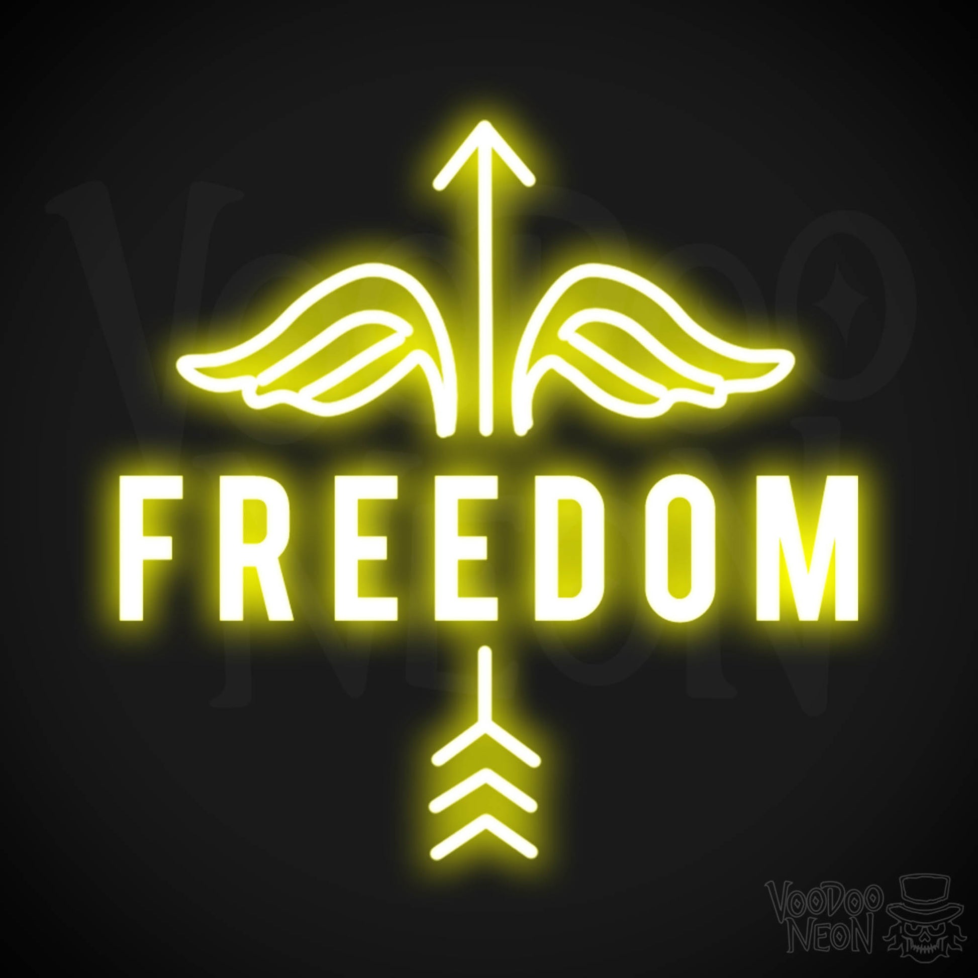 Freedom Neon Sign - Neon Freedom Sign - LED Lights - Color Yellow