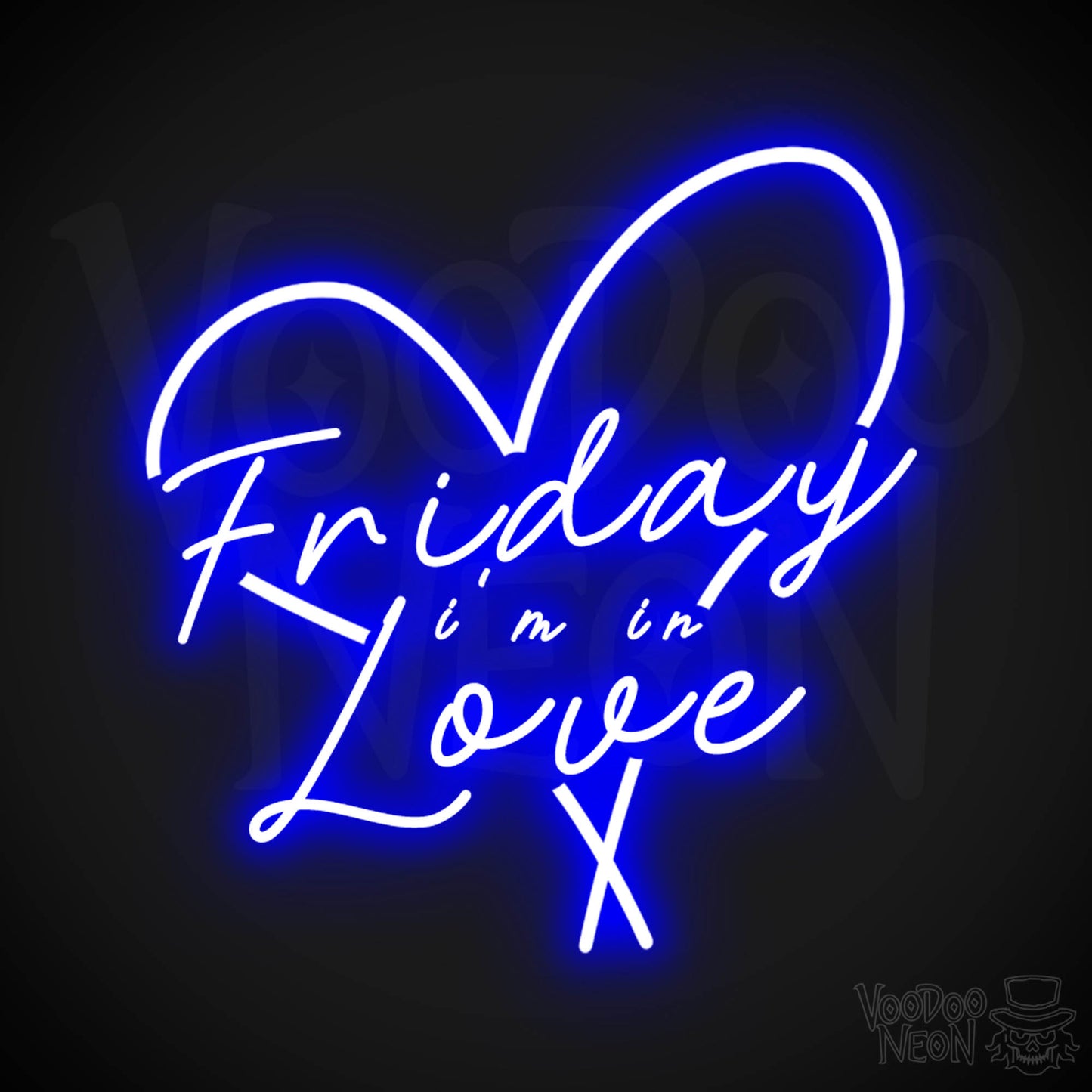 Friday I'm in Love Neon Sign - Neon Friday I'm In Love Sign - Wall Art - Color Dark Blue