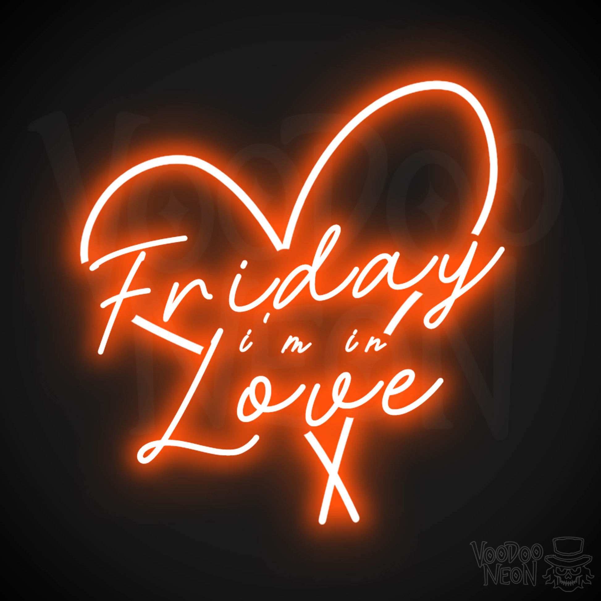 Friday I'm in Love Neon Sign - Neon Friday I'm In Love Sign - Wall Art - Color Orange