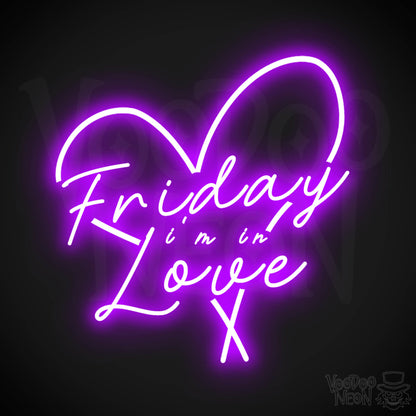 Friday I'm in Love Neon Sign - Neon Friday I'm In Love Sign - Wall Art - Color Purple