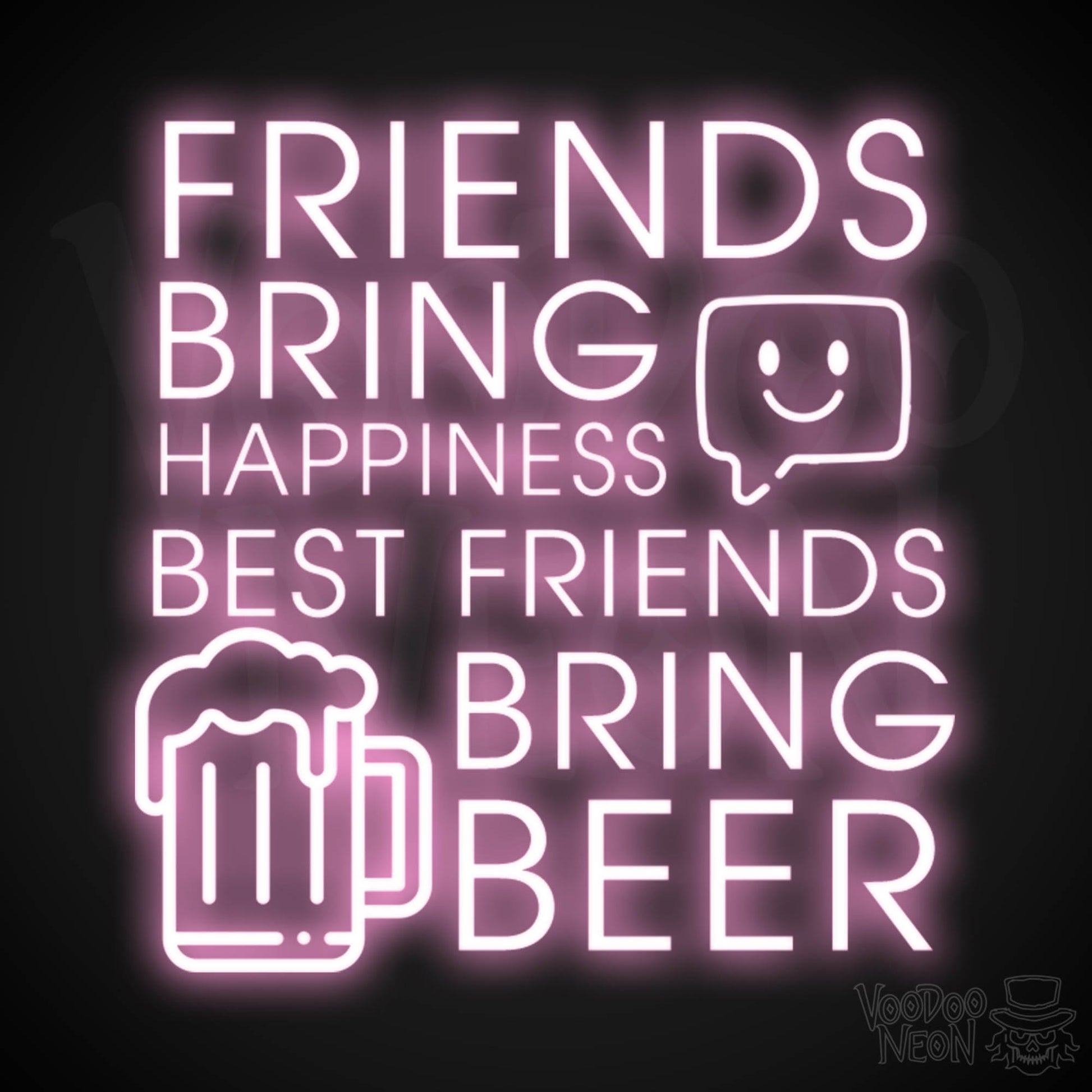 Friends Bring Happiness Best Friends Bring Beer Neon Sign - LED Lights Wall Art - Color Light Pink