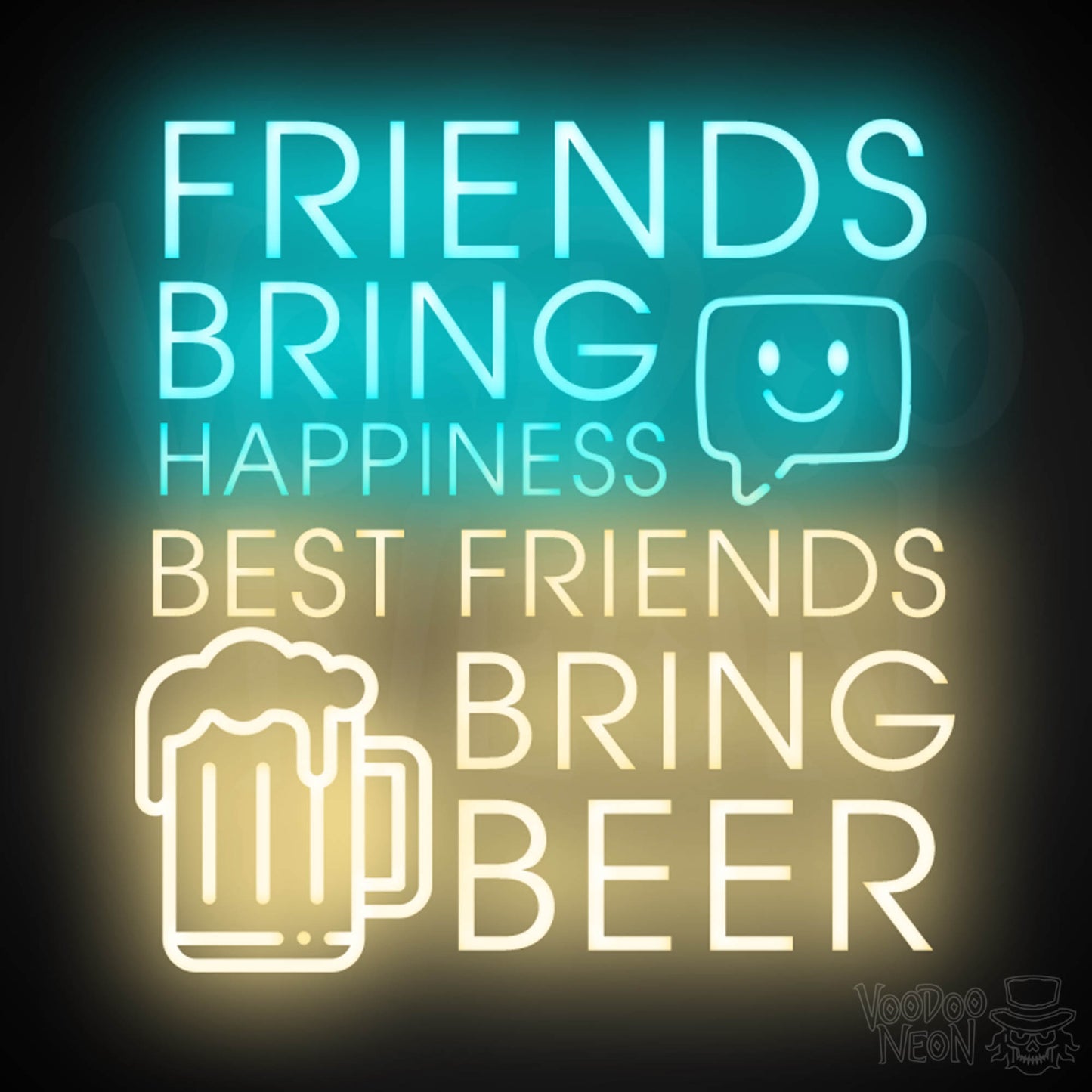 Friends Bring Happiness Best Friends Bring Beer Neon Sign - LED Lights Wall Art - Color Multi-Color