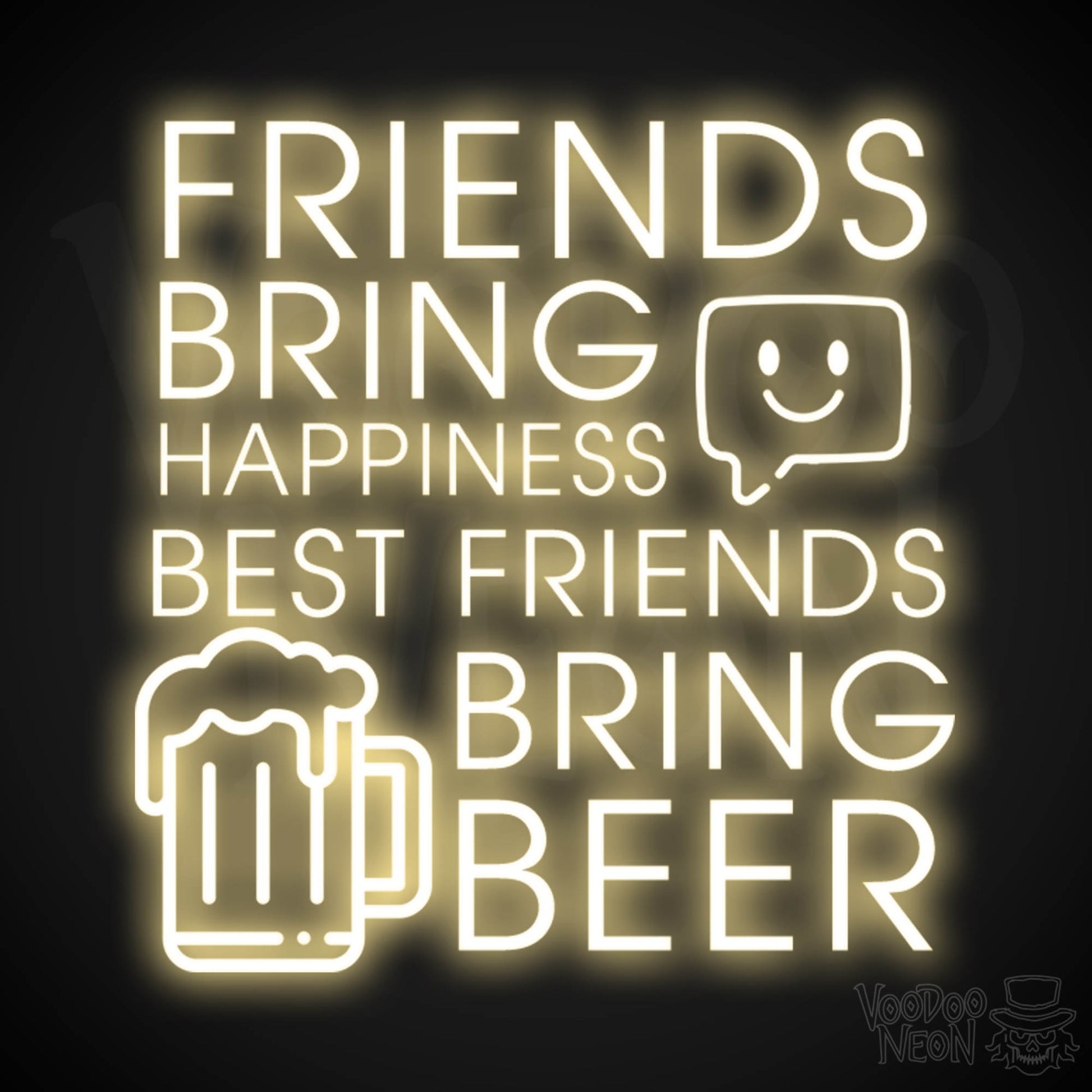 Friends Bring Happiness Best Friends Bring Beer Neon Sign - LED Lights Wall Art - Color Warm White