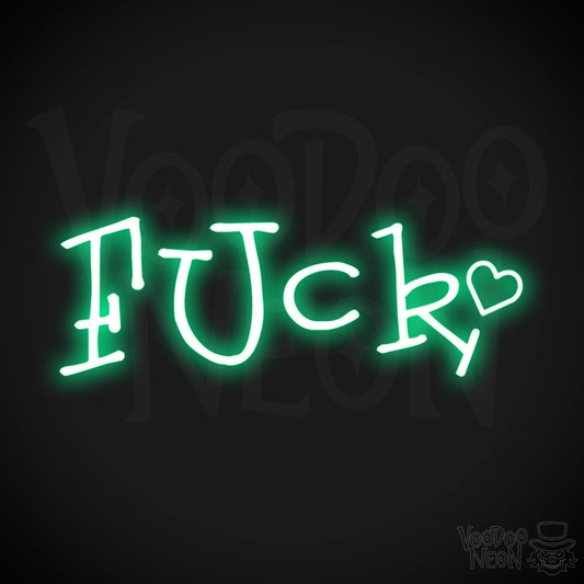 Fuck Neon Sign - Neon Fuck Sign - Wall Art - Color Green