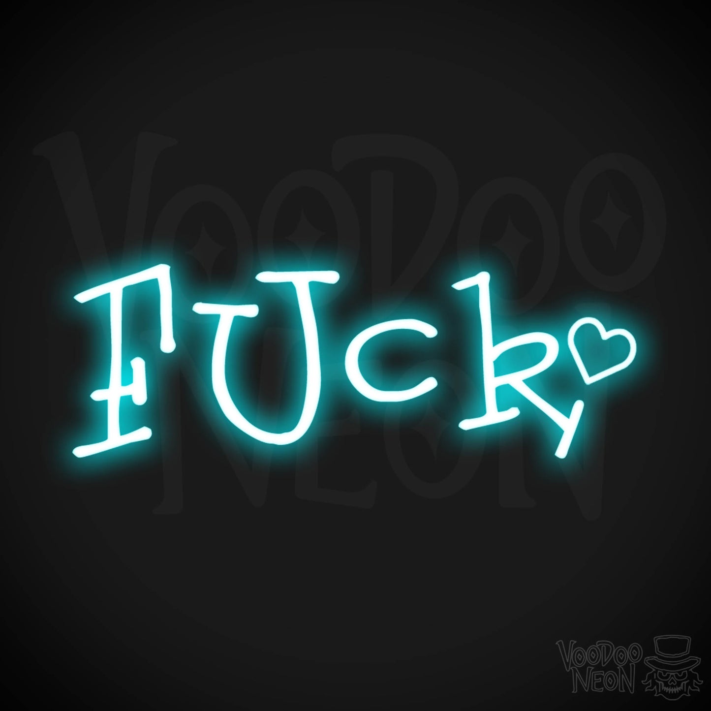 Fuck Neon Sign - Neon Fuck Sign - Wall Art - Color Ice Blue