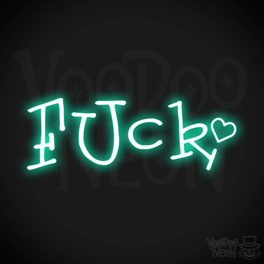 Fuck Neon Sign - Neon Fuck Sign - Wall Art - Color Light Green