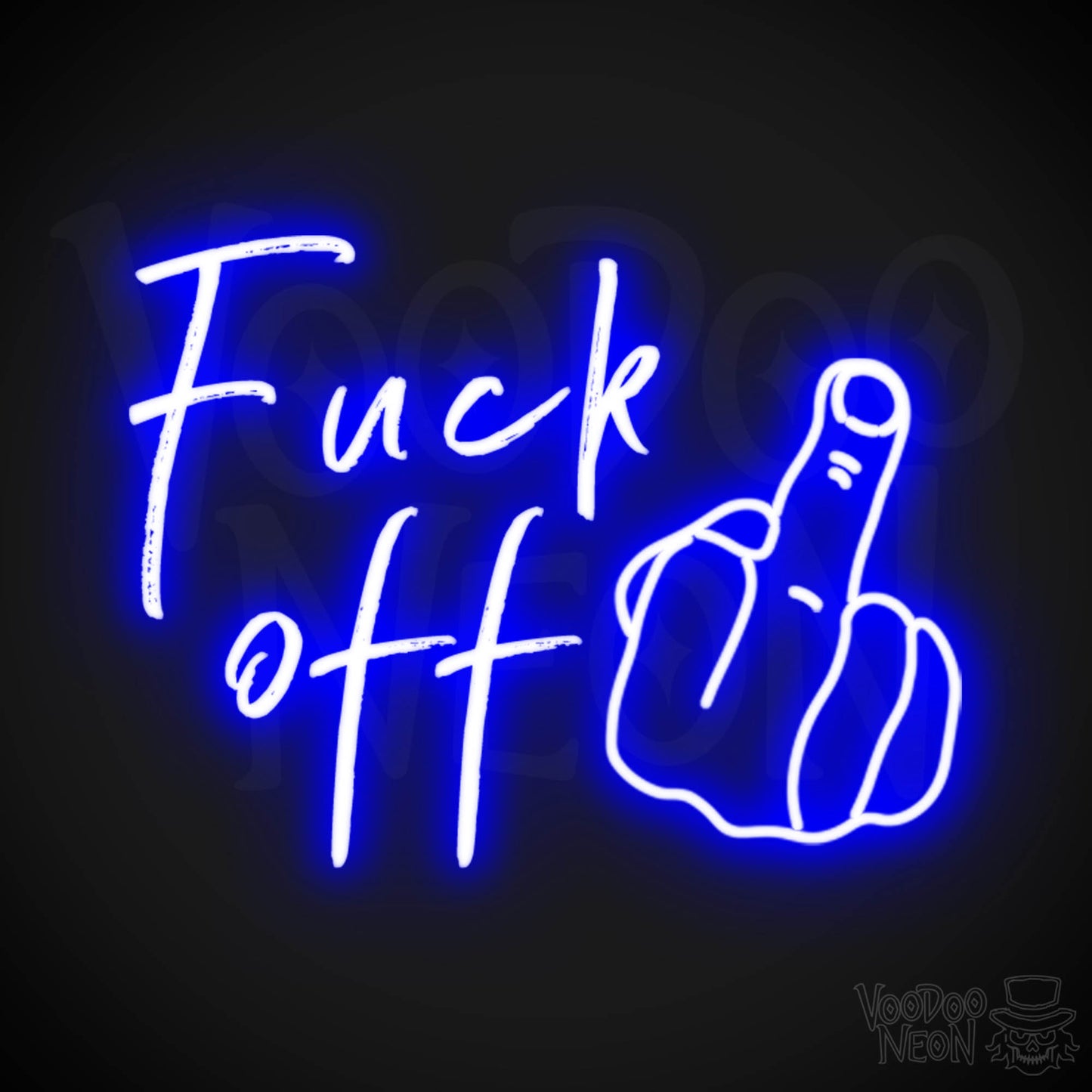 Fuck Off Neon Sign - Fuck Off Sign - Wall Art - Color Dark Blue