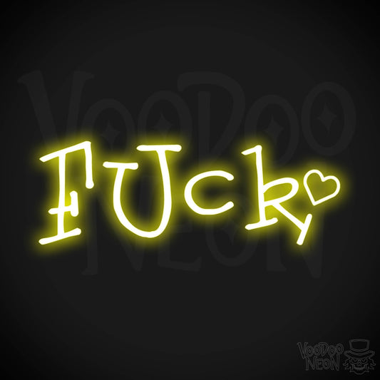 Fuck Neon Sign - Neon Fuck Sign - Wall Art - Color Yellow
